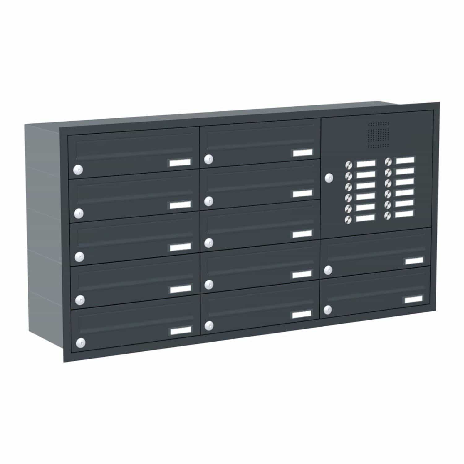 Briefkastenanlage | Unterputz | 12-fach | Waagerecht | Audio | Video | Farbe