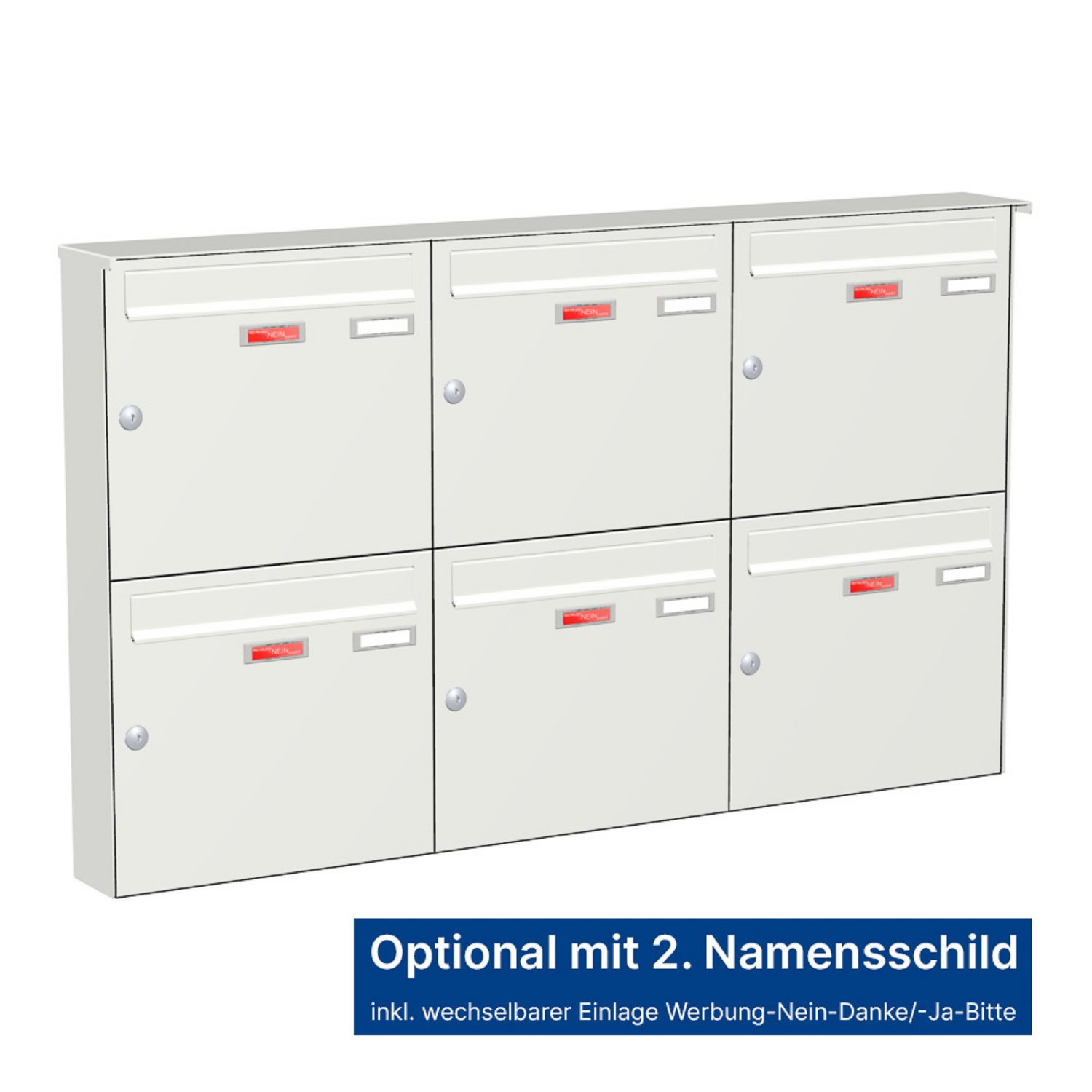 Briefkastenanlage | Aufputz | 6-fach | Senkrecht | Farbe