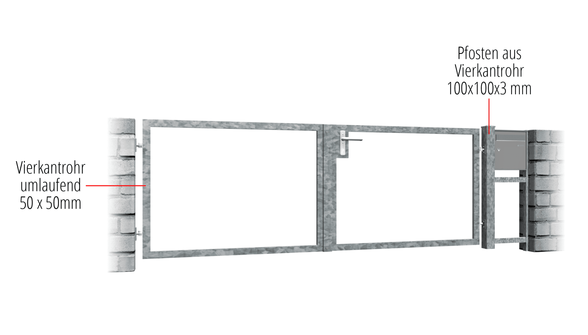 Tuinpoort verzinkt 2-vleugelig eigen invulling, GE, BK