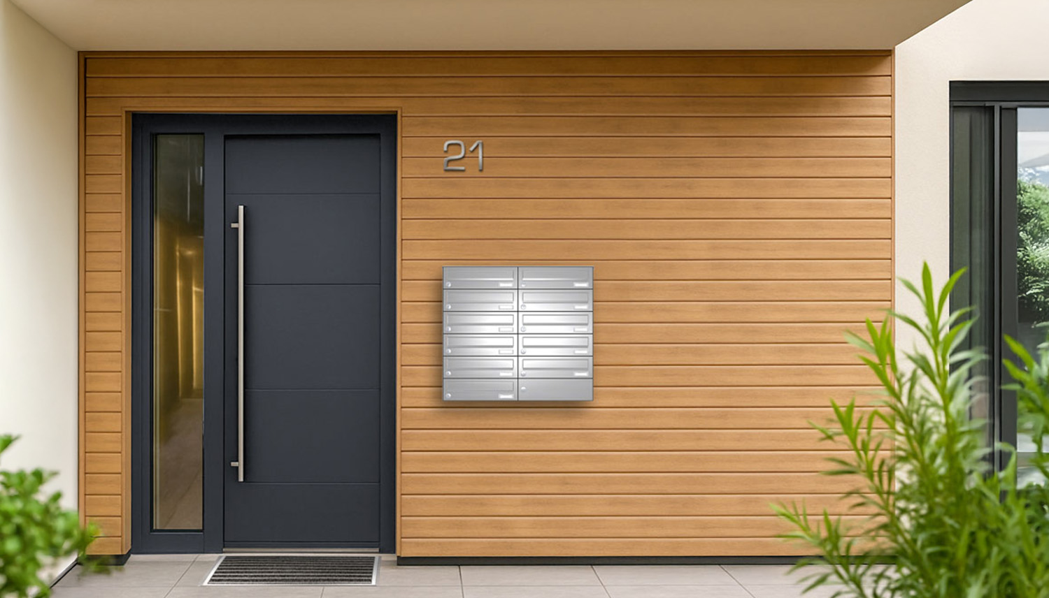 Briefkastenanlage | Aufputz | 11-fach | Waagerecht | Edelstahl