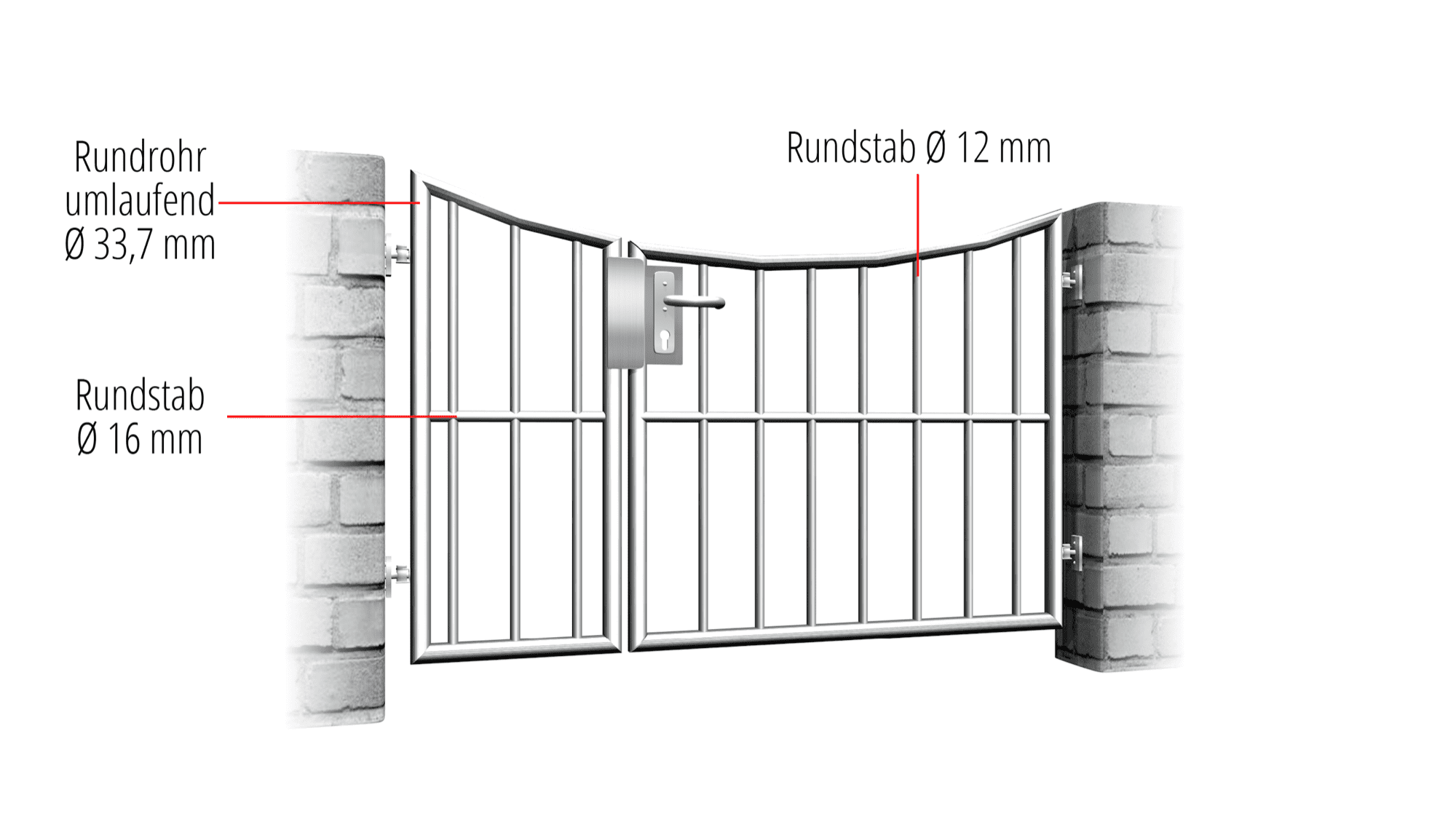 Tuindeur roestvrij staal 2-vleugelig verticale balk, UB