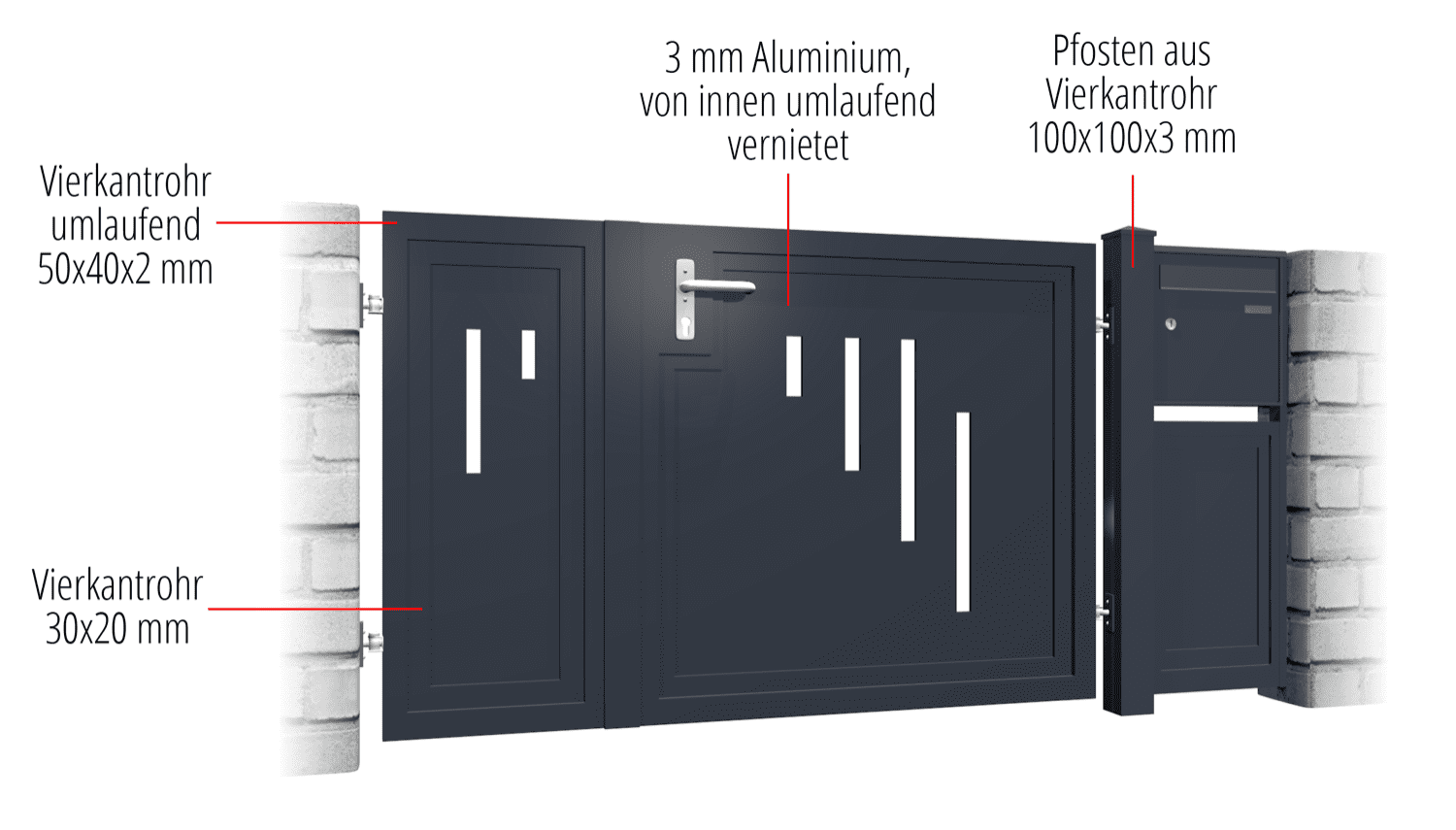 Tuindeur aluminium 2-vleugelig privacyscherm SG, GE, BK