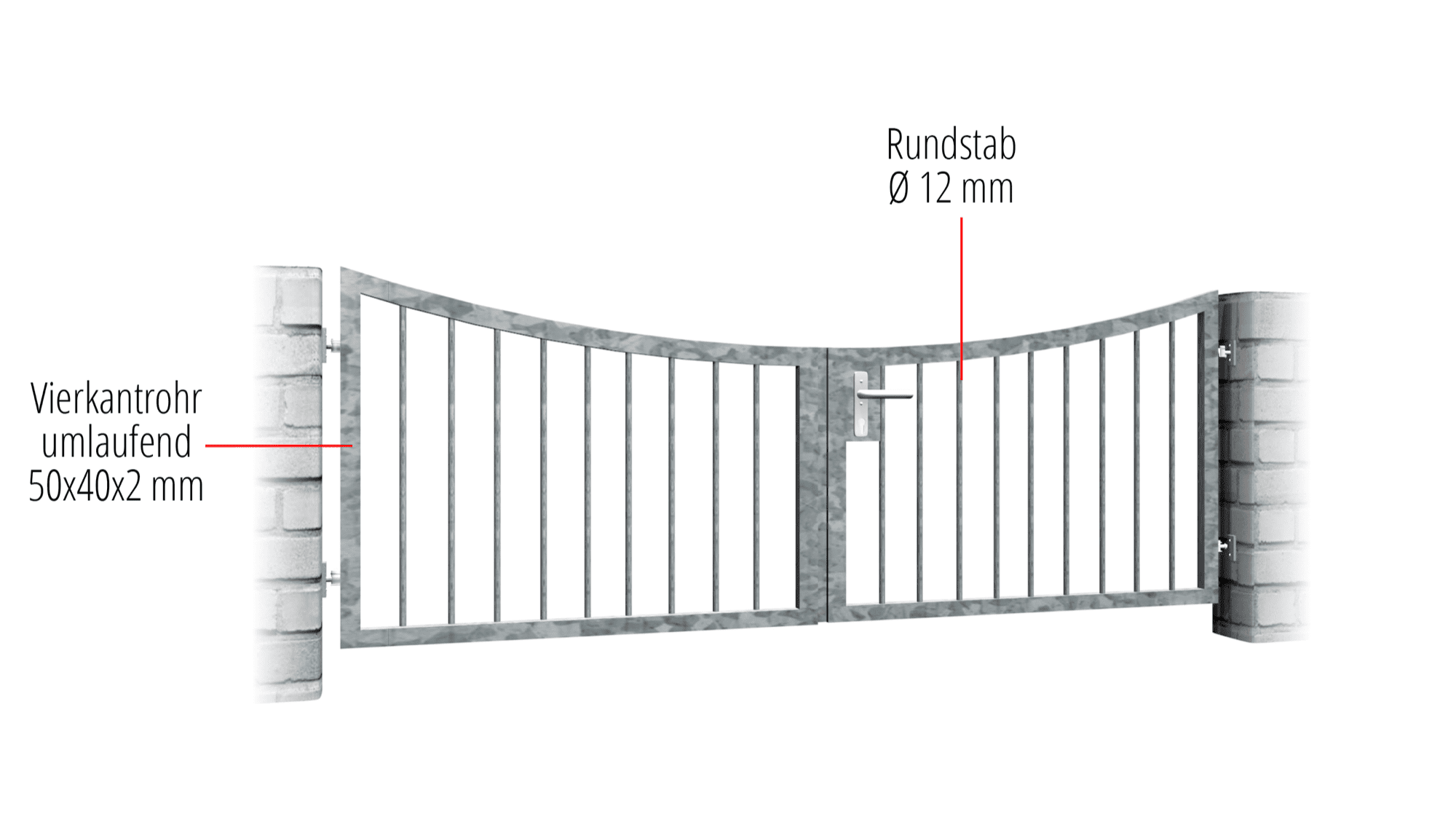 Verzinkte tuinpoort 2-vleugelig Massive 2, UB