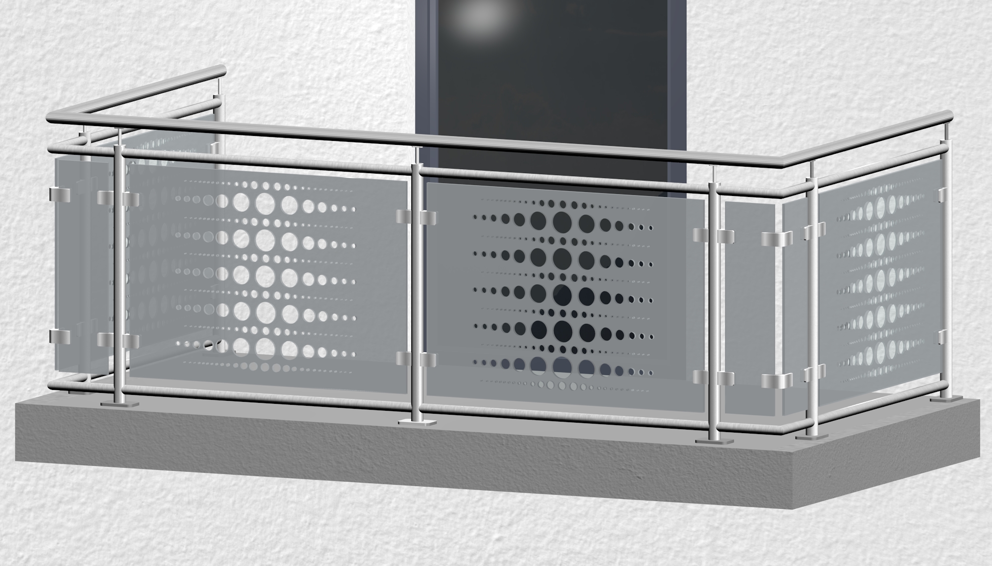 Balkonhek roestvrij staal ontwerp glas PE 2