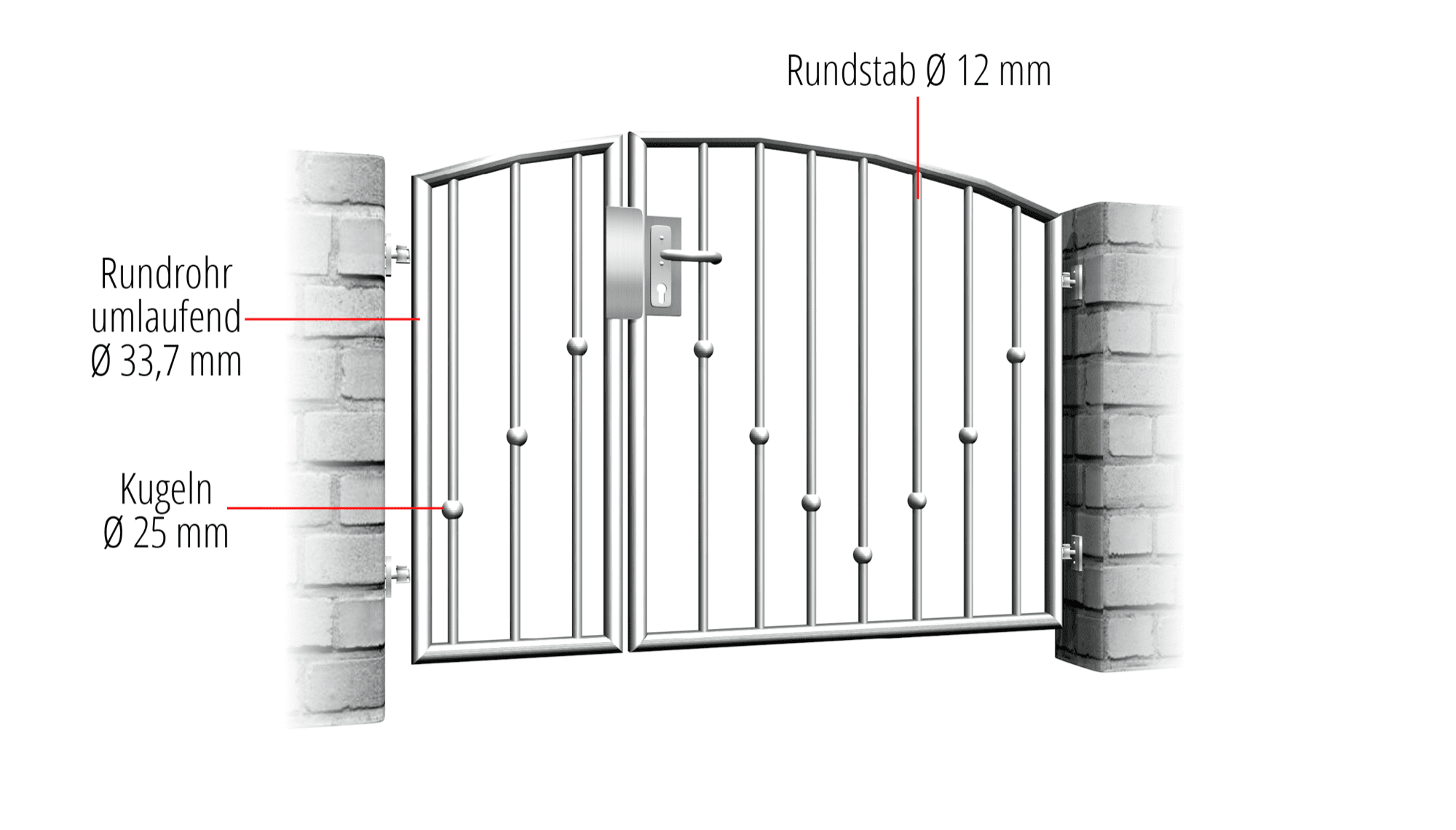 Tuindeur roestvrij staal 2-vleugelige V-ballen, OB