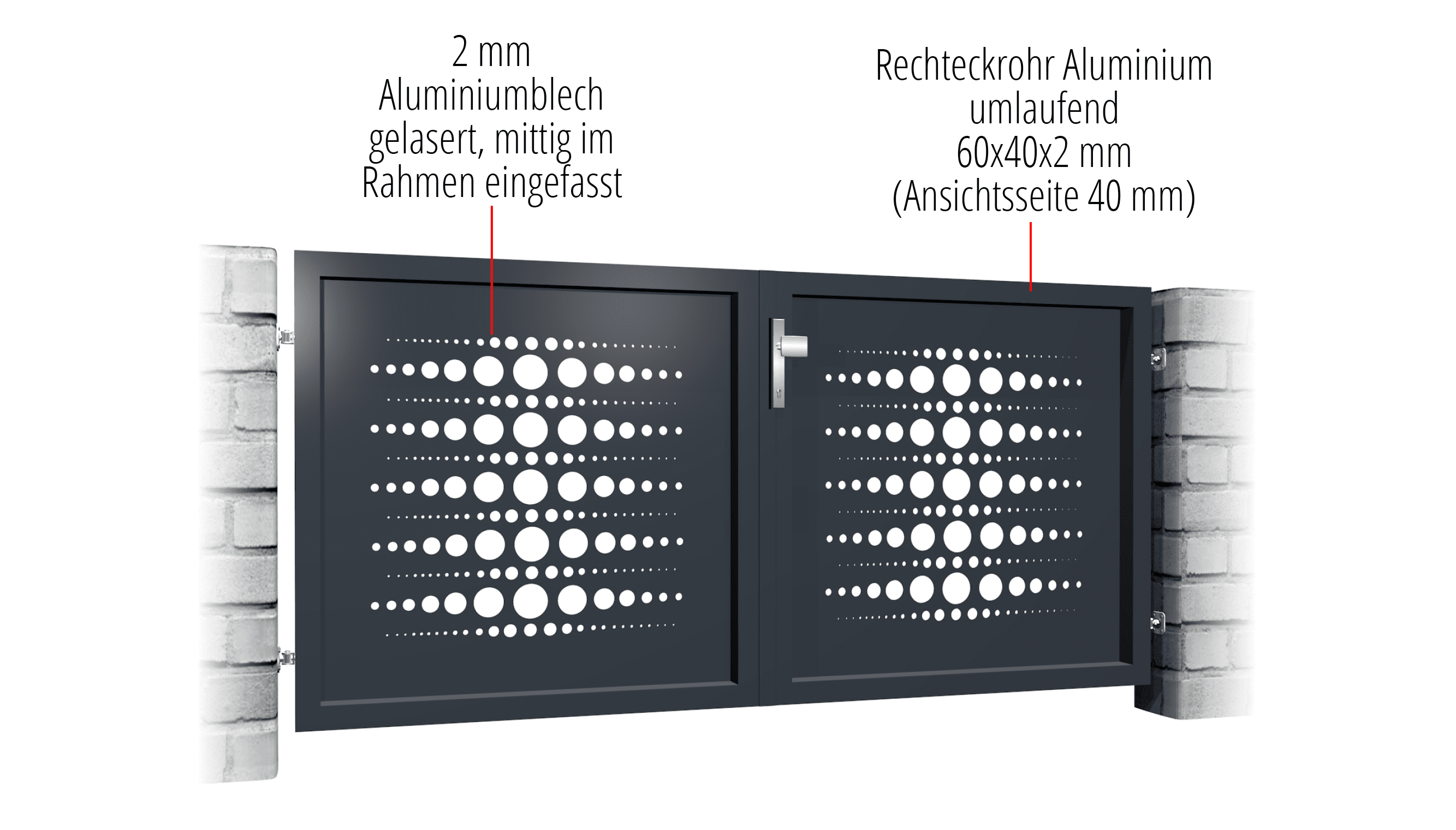 Tuinpoort aluminium 2-vleugelig lasergesneden ontwerp PE 2