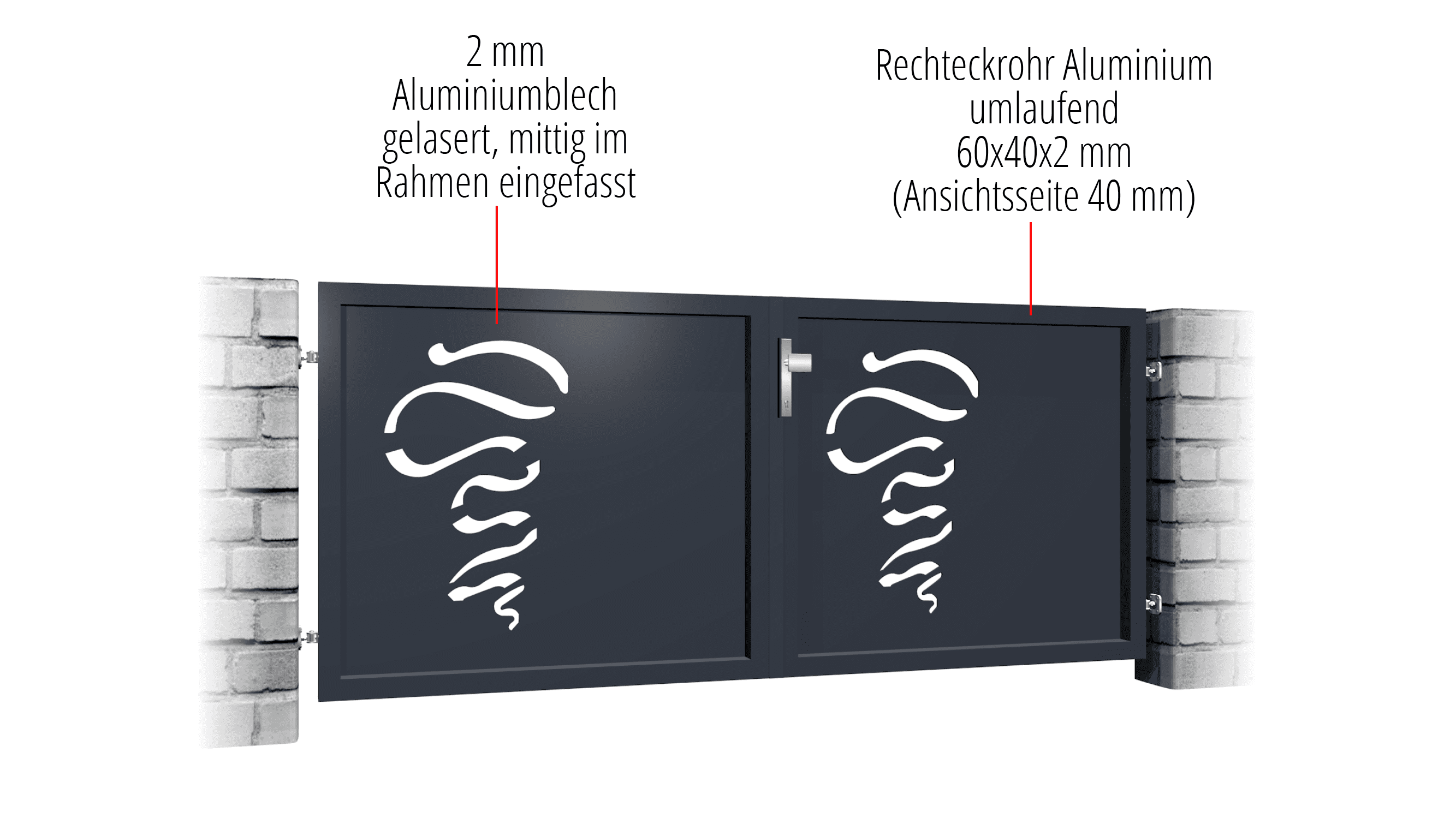 Tuinpoort aluminium 2-vleugelig privacyscherm FB, GE