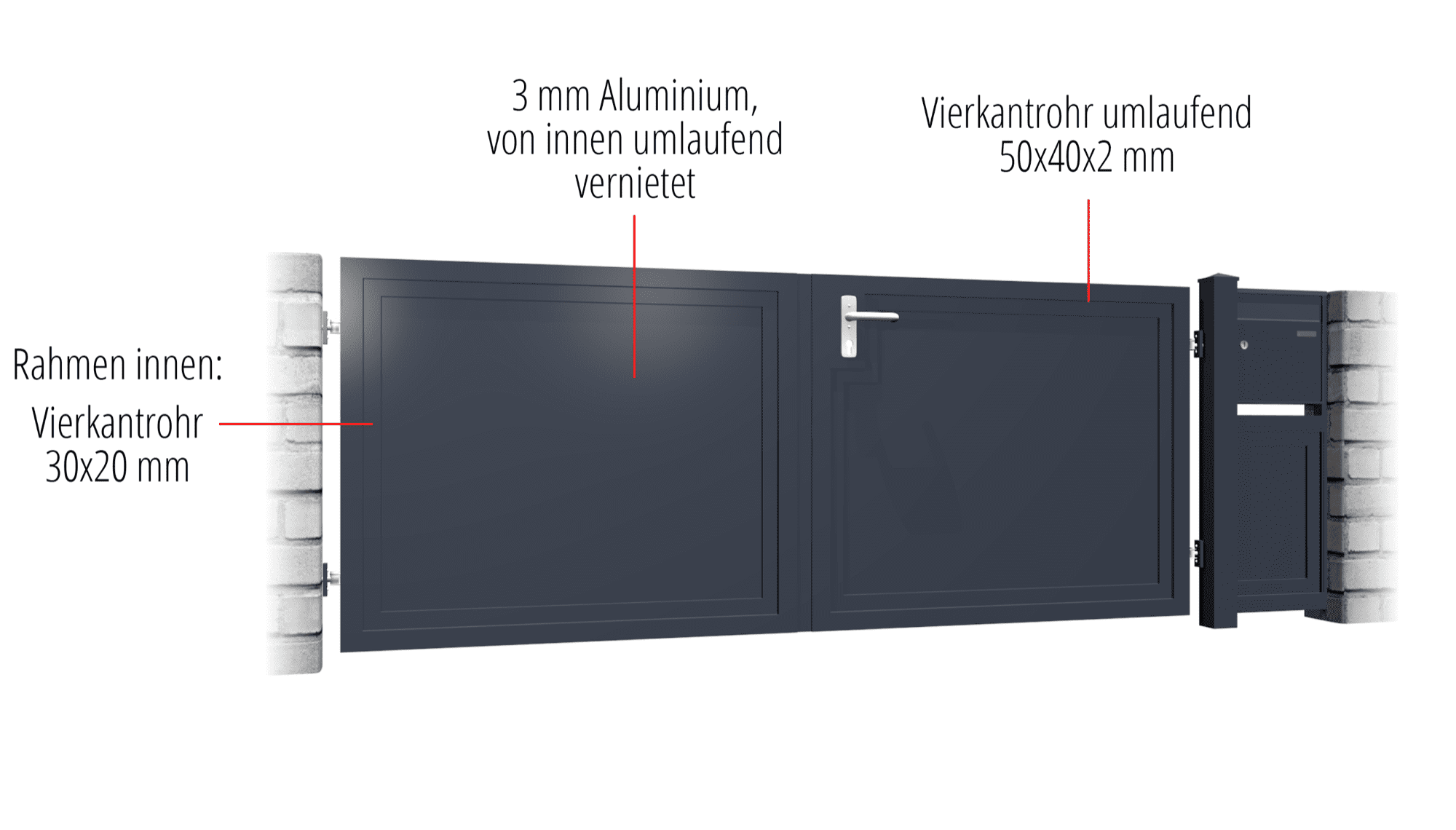 Tuinpoort aluminium 2-vleugelig privacyscherm BD, GE, BK