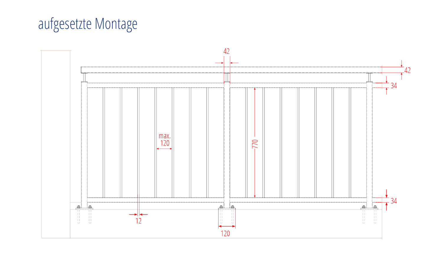 Balkonhek verzinkt 6-hoekig ornament