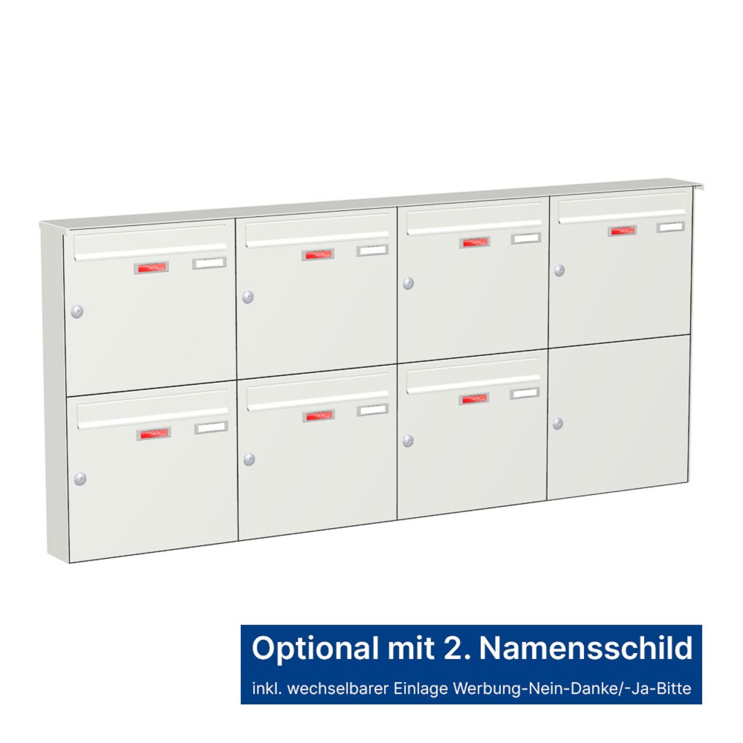 Briefkastenanlage | Aufputz | 7-fach | Senkrecht | Farbe