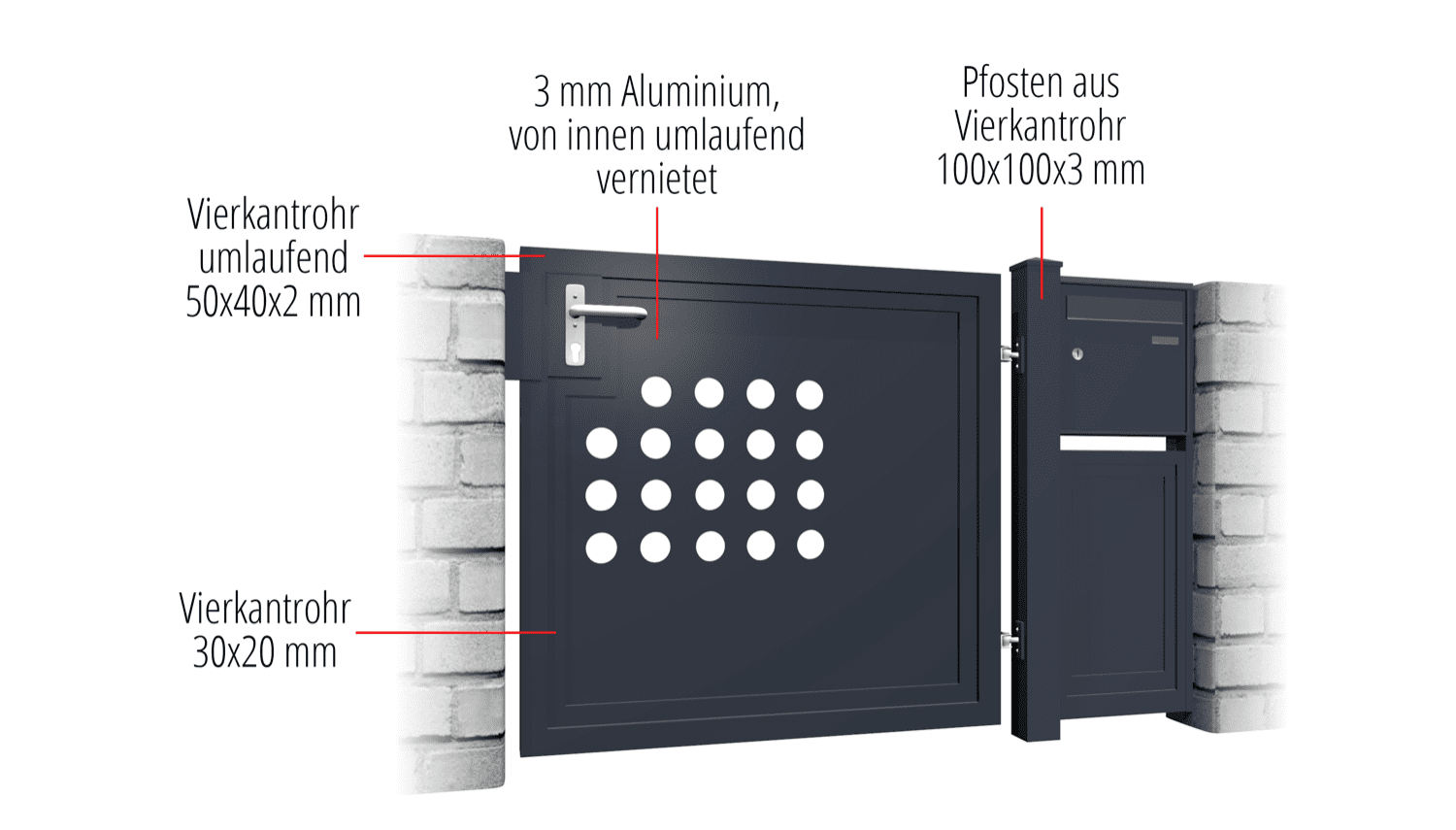 Tuindeur aluminium 1-vleugelig privacyscherm RLR, GE, BK