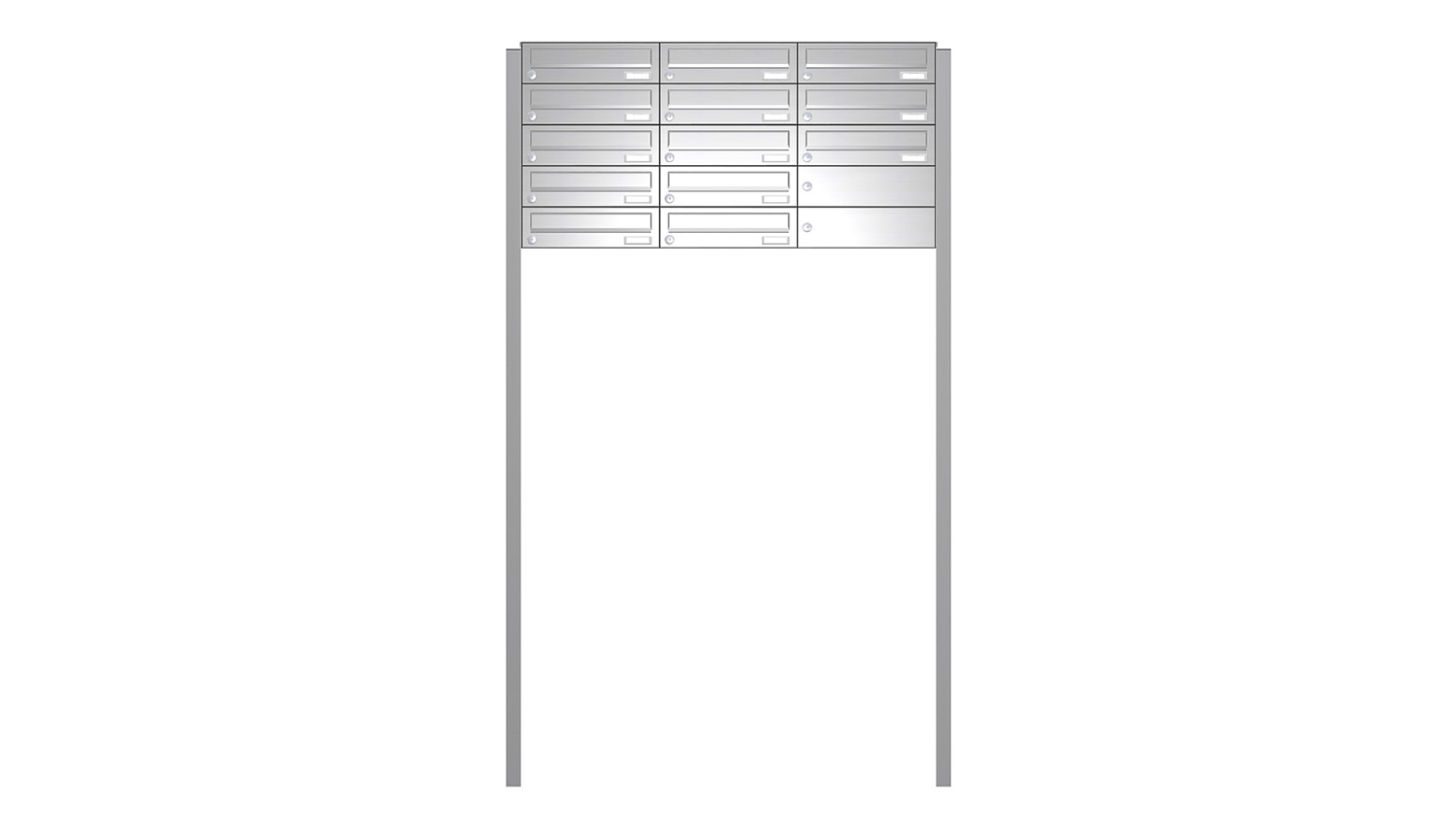 Briefkastenanlage | Freistehend | 13-fach | Waagerecht | Edelstahl