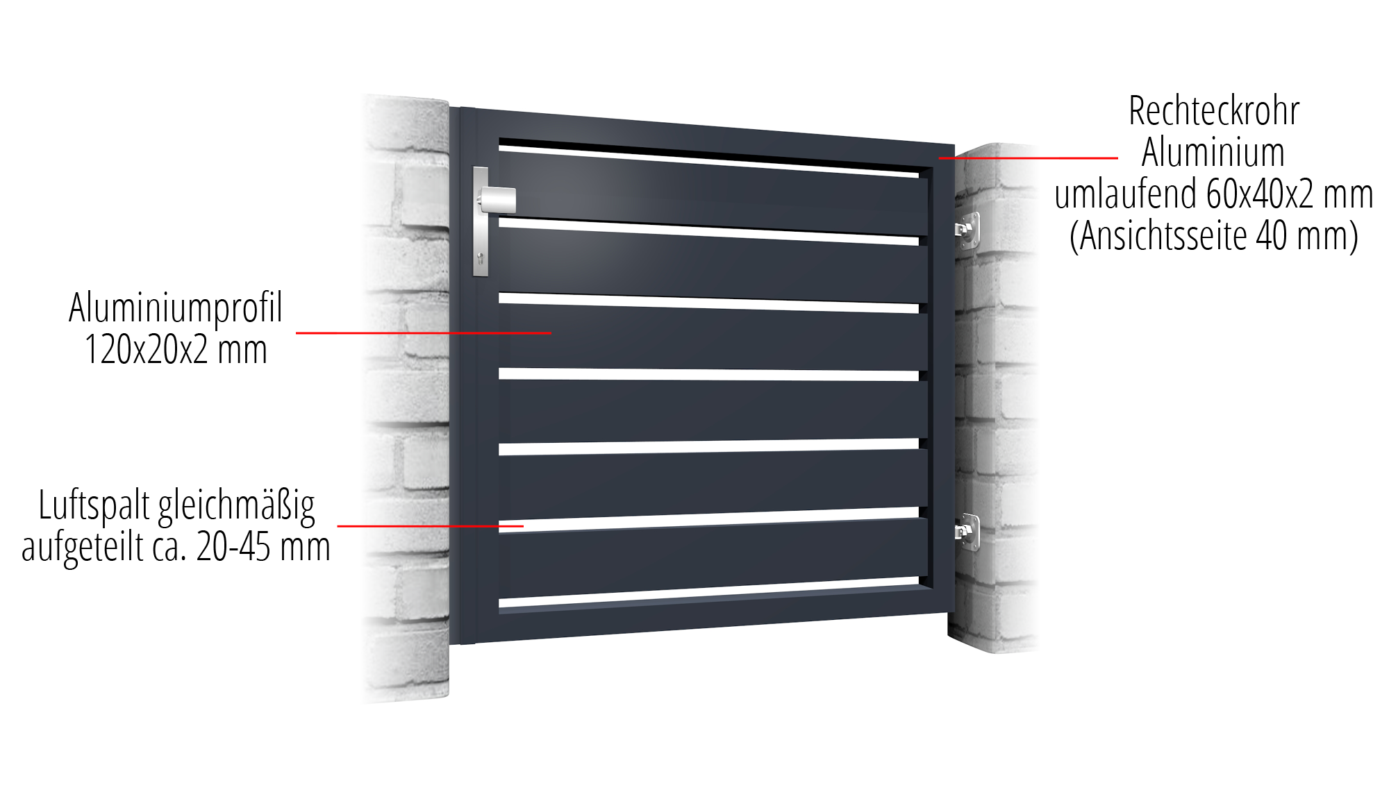 Tuindeur aluminium 1-vleugelig privacyscherm, GE