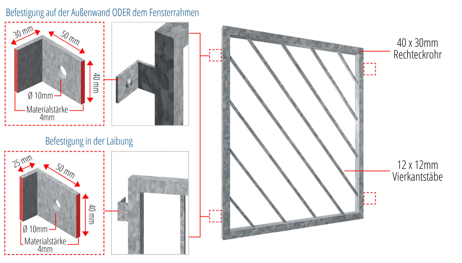 Verzinkt traliewerk Diagonaalstaaf 2