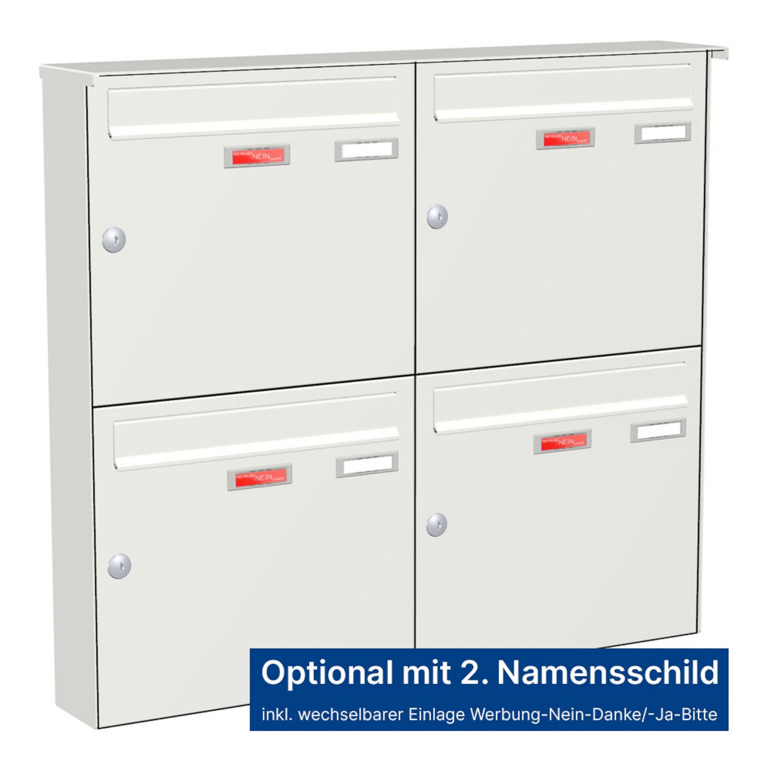 Briefkastenanlage | Aufputz | 4-fach | Senkrecht | Farbe