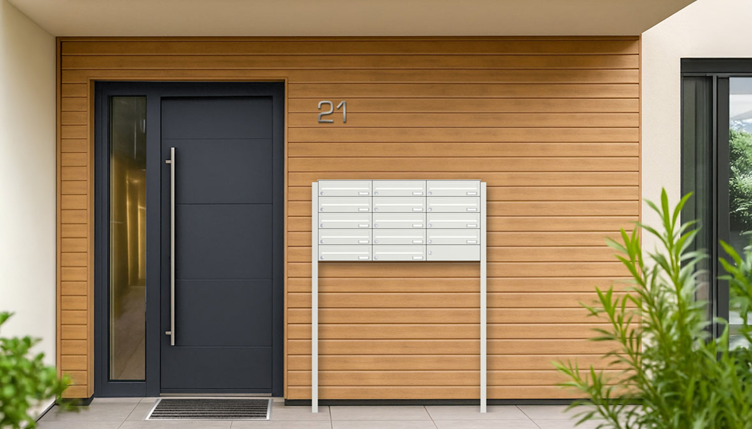 Briefkastenanlage | Freistehend | 14-fach | Waagerecht | Farbe