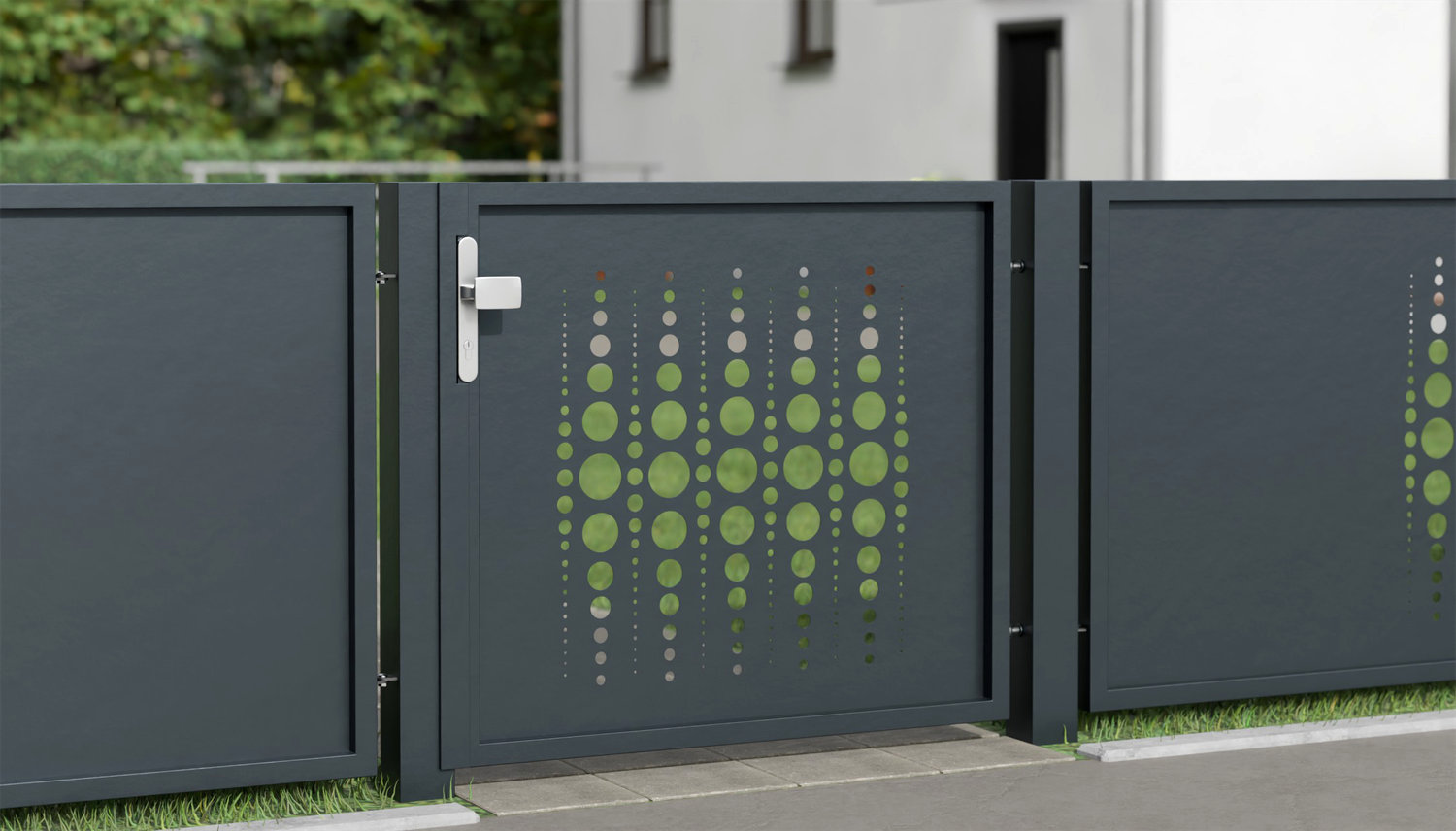 Tuindeur aluminium 1-vleugelig laser gesneden ontwerp PE