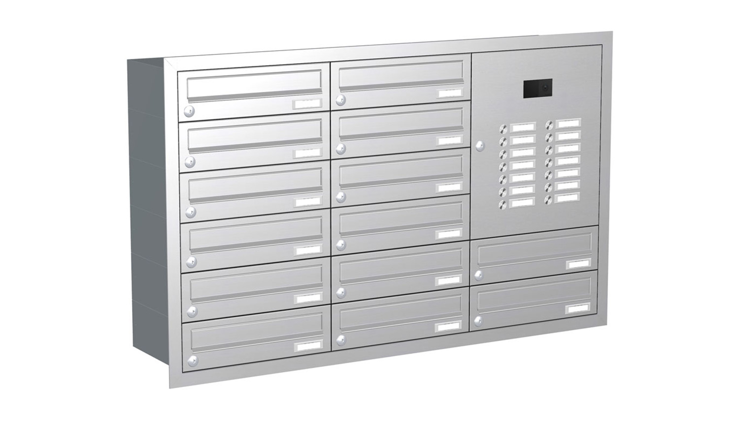 Briefkastenanlage | Unterputz | 14-fach | Waagerecht | Audio | Video | Edelstahl