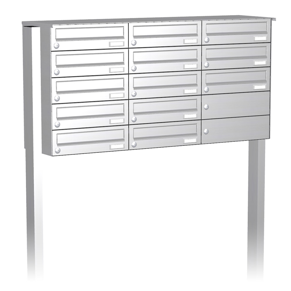 Briefkastenanlage | Freistehend | 13-fach | Waagerecht | Edelstahl