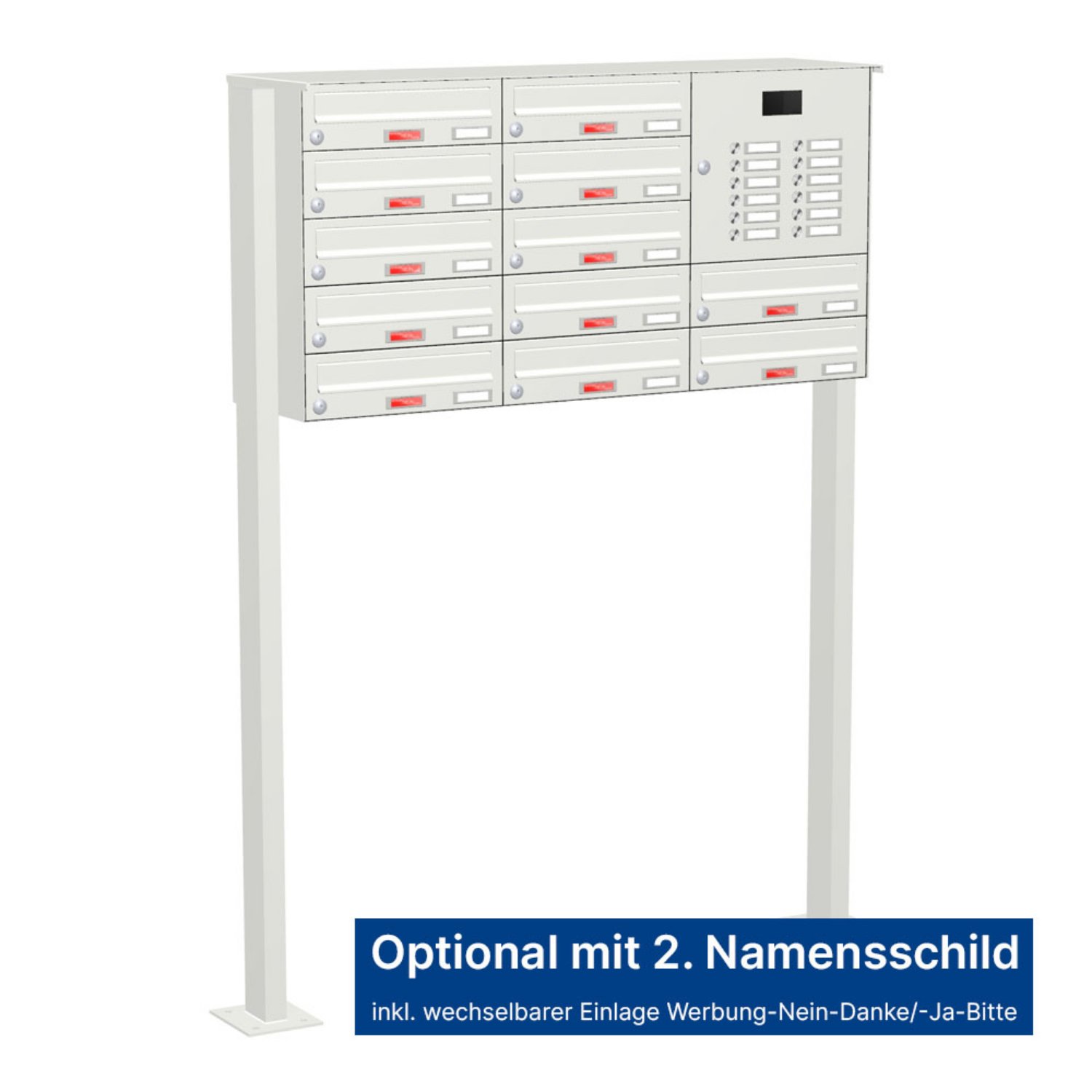 Briefkastenanlage | Freistehend | 12-fach | Waagerecht | Audio | Video | Farbe