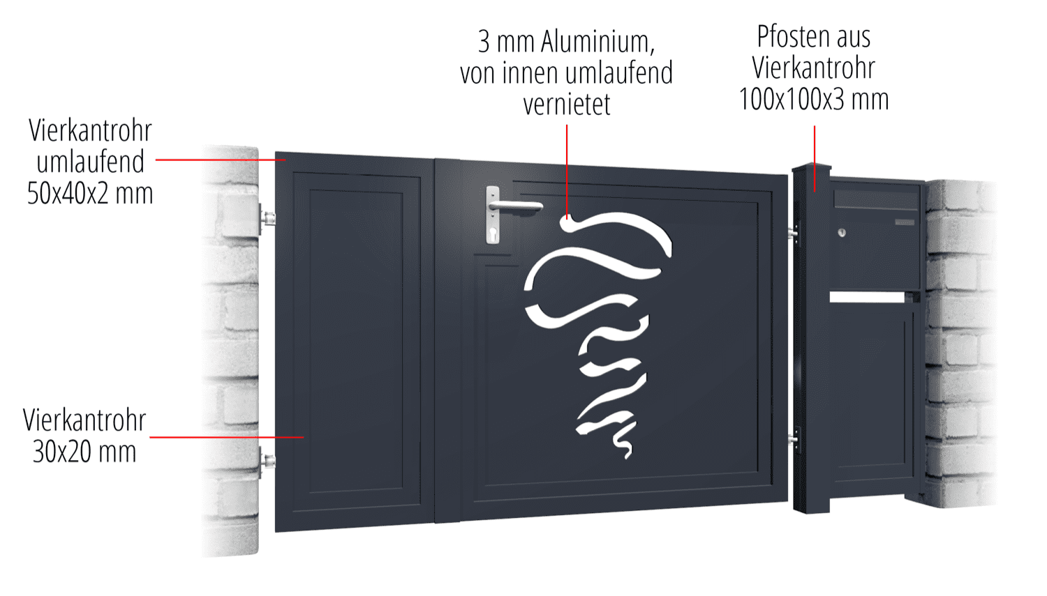 Tuindeur aluminium 2-vleugelig privacyscherm FB, GE, BK