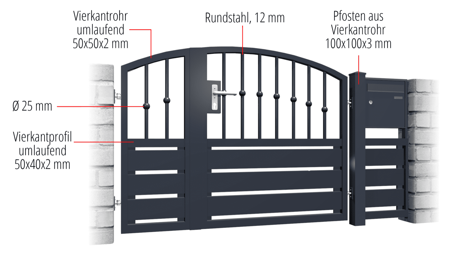 Tuindeur aluminium 2-vleugelig privacyscherm KSKR, OB, BK