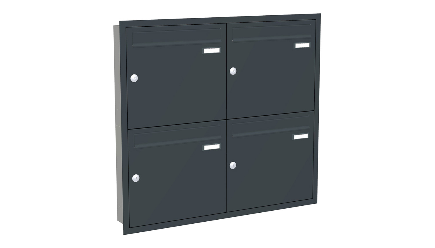 Briefkastenanlage | Unterputz | 4-fach | Senkrecht | Farbe