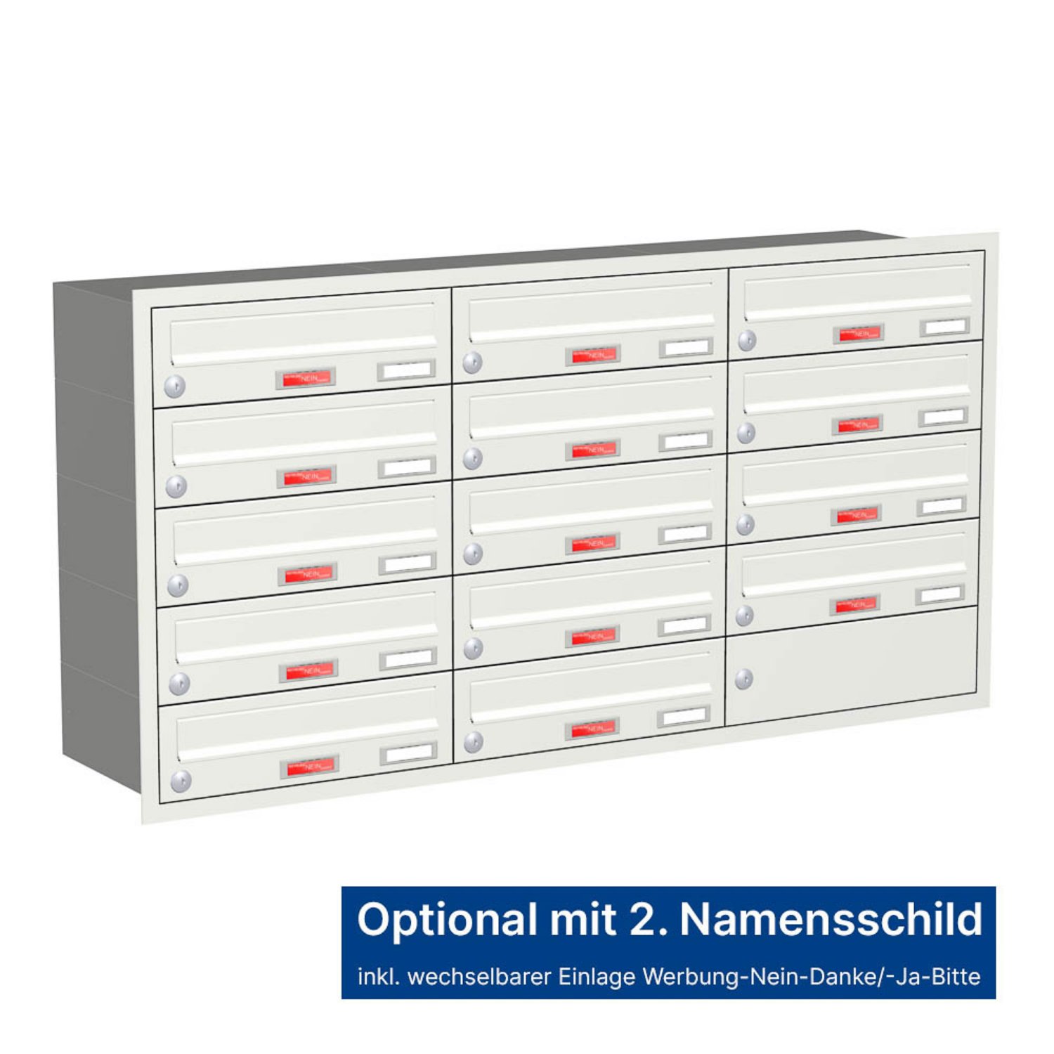 Briefkastenanlage | Unterputz | 14-fach | Waagerecht | Farbe