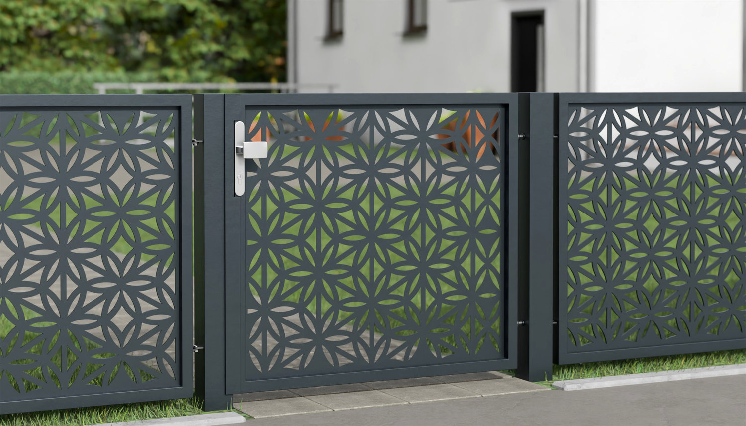 Tuindeur aluminium 1-vleugelig laser gesneden ontwerp BT