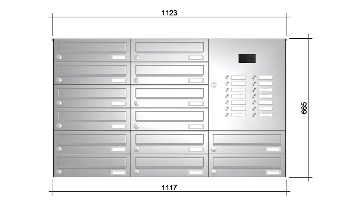 Briefkastenanlage | Aufputz | 14-fach | Waagerecht | Audio | Video | Edelstahl