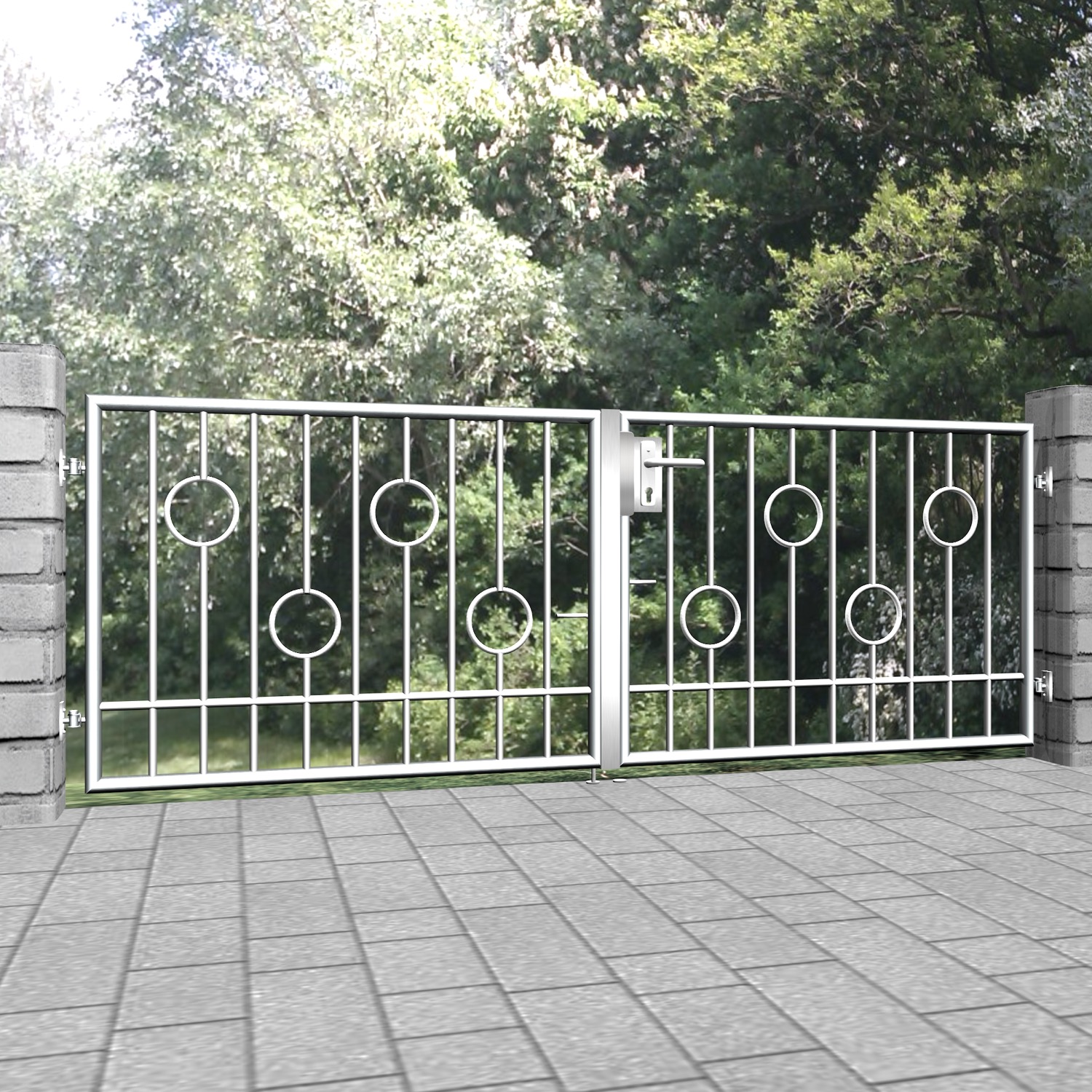 Tuinpoort roestvrij staal 2-vleugelige Circle Bar, GE