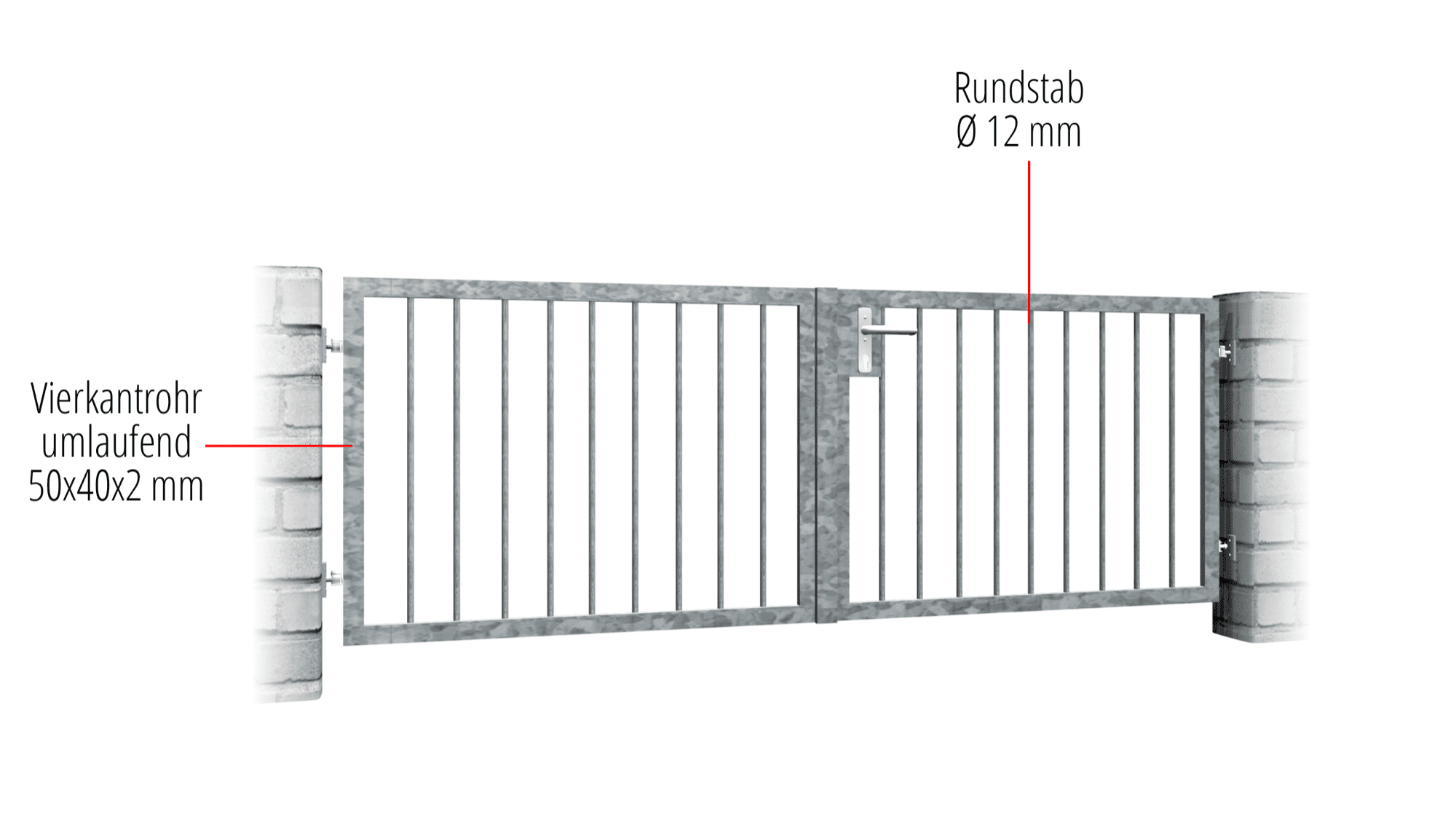 Tuinpoort verzinkt 2-vleugelig Massive 2, GE