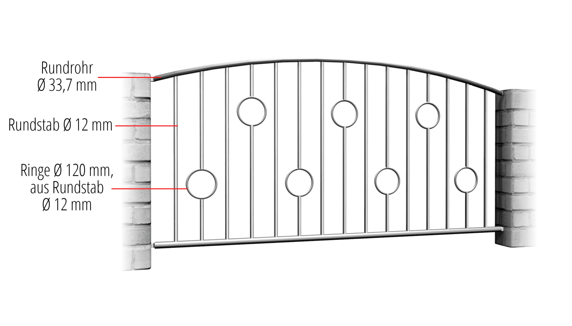 Tuinafscheiding roestvrij staal cirkel stang, OB