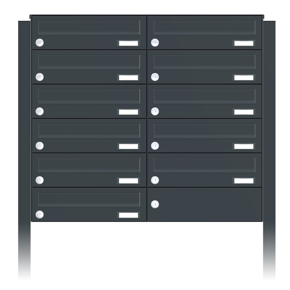 Briefkastenanlage | Freistehend | 11-fach | Waagerecht | Farbe