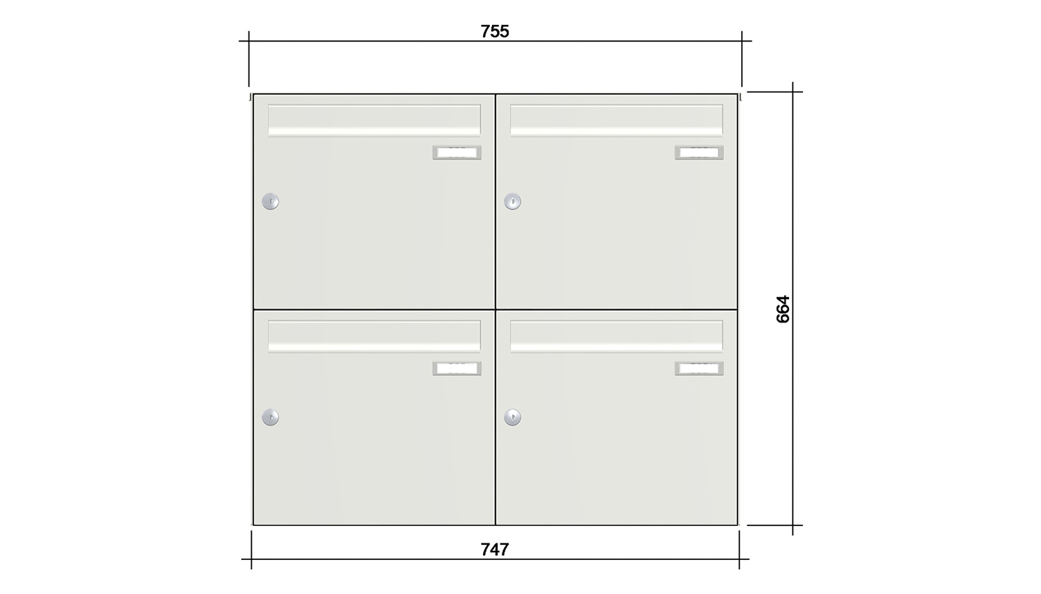 Briefkastenanlage | Aufputz | 4-fach | Senkrecht | Farbe