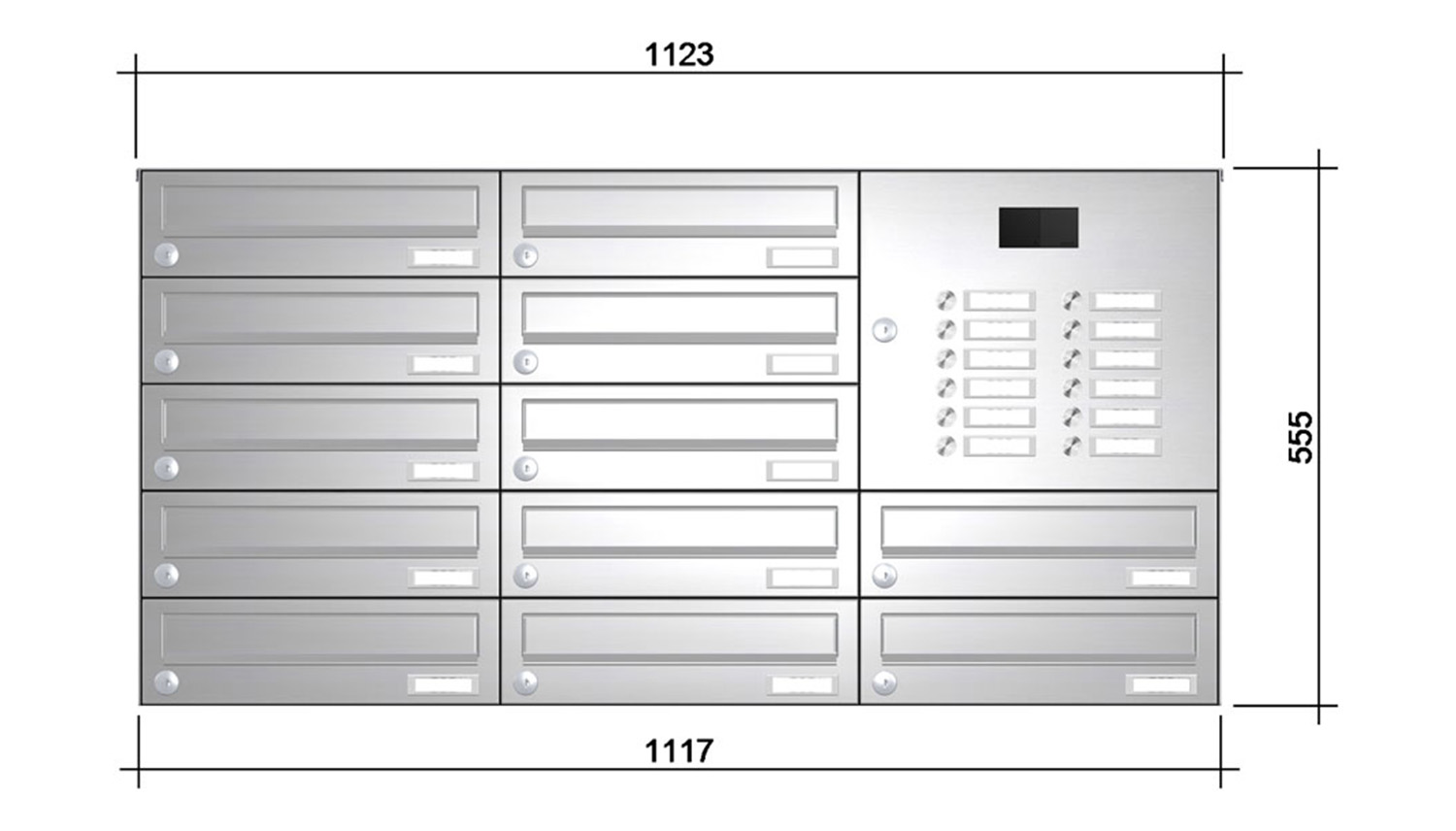 Briefkastenanlage | Aufputz | 12-fach | Waagerecht | Audio | Video | Edelstahl