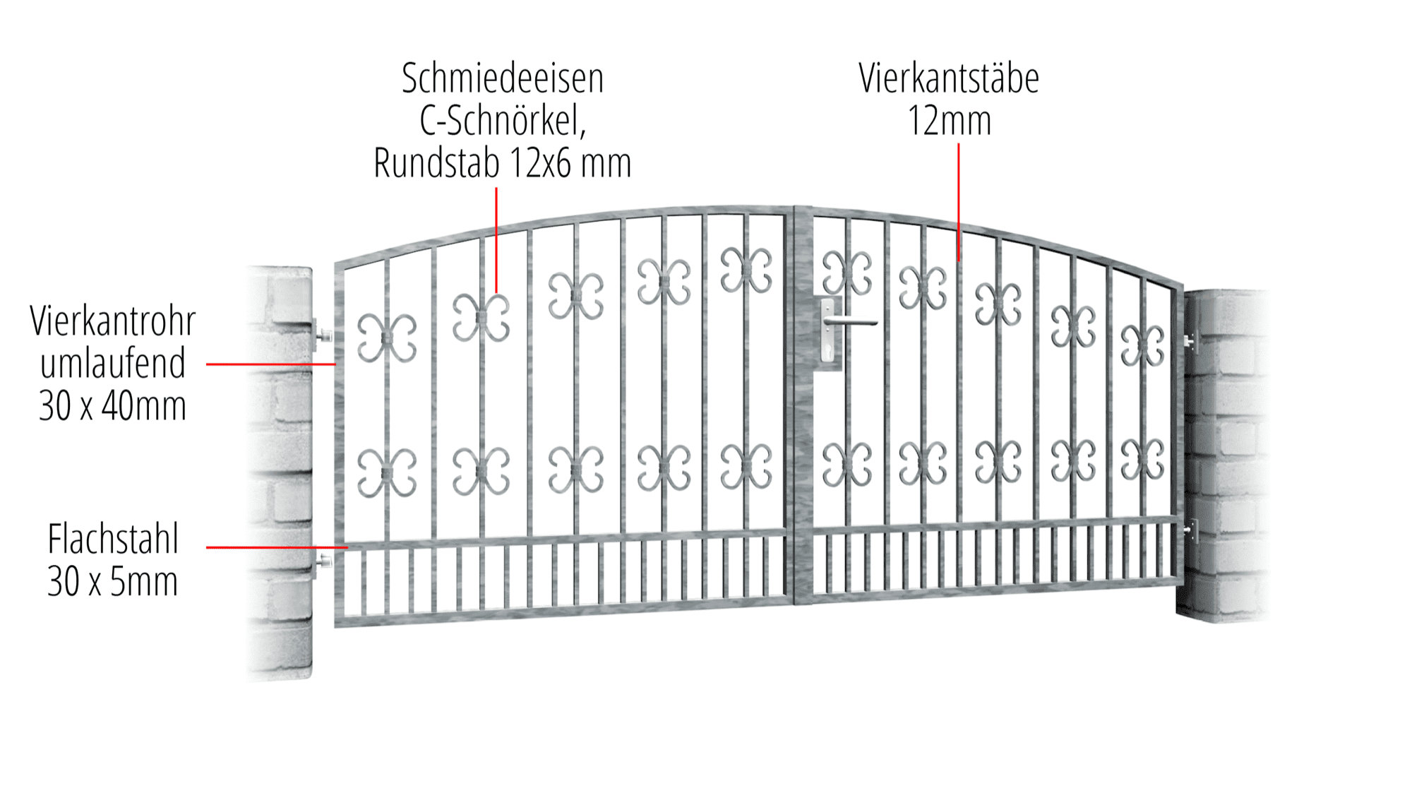 Tuinpoort verzinkt 2-vleugelig barok, OB