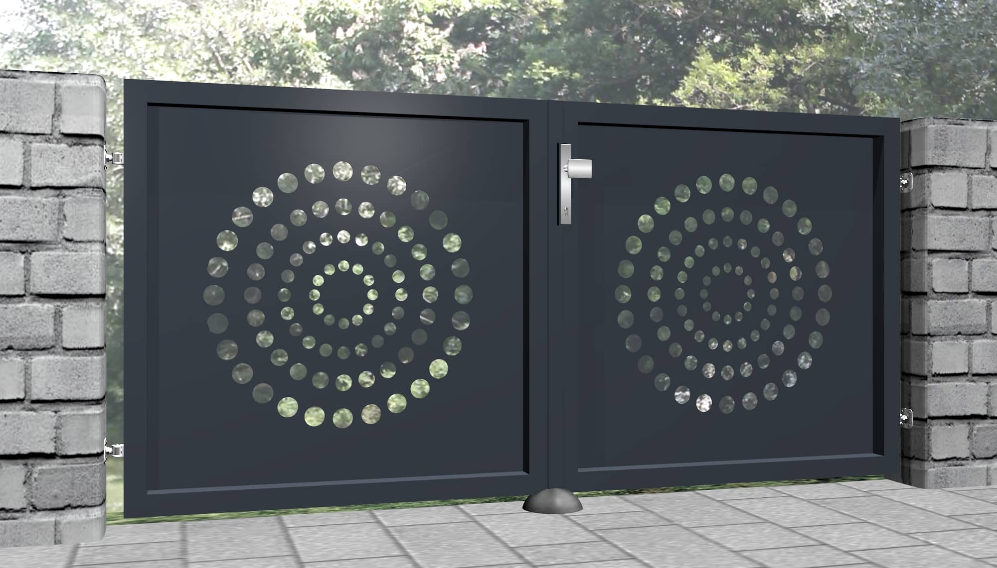 Tuinpoort aluminium 2-vleugelig laser gesneden ontwerp KR