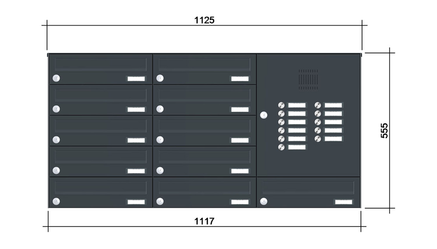 Briefkastenanlage | Aufputz | 11-fach | Waagerecht | Audio | Video | Farbe