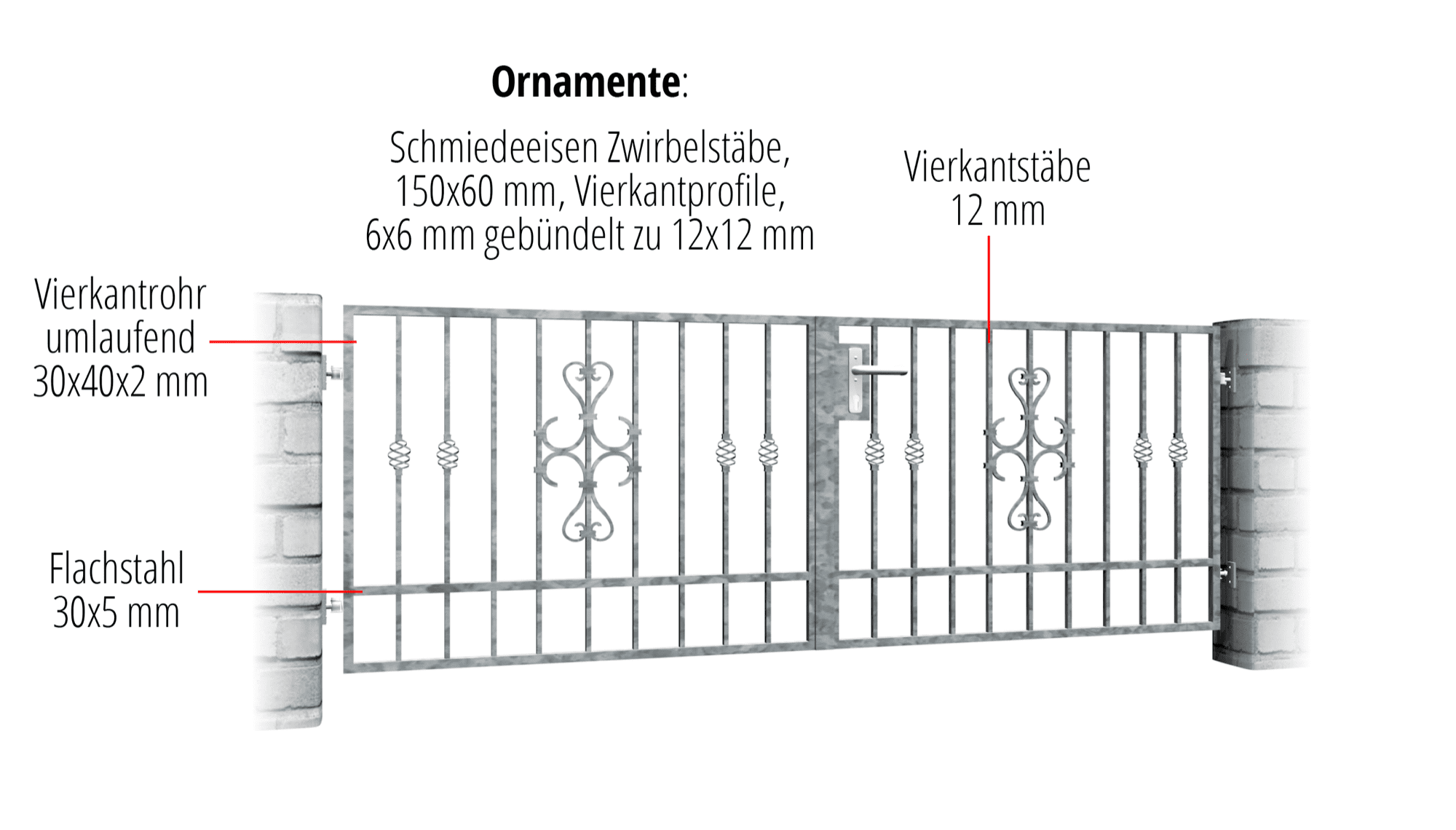 Verzinkte tuinpoort 2-vleugelig, GE