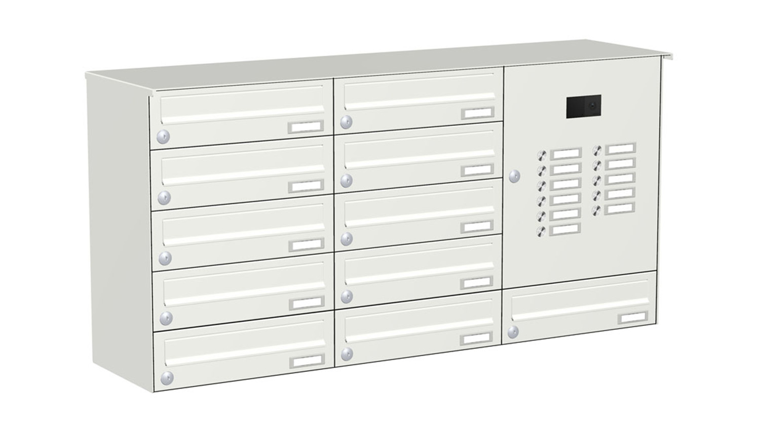 Briefkastenanlage | Aufputz | 11-fach | Waagerecht | Audio | Video | Farbe