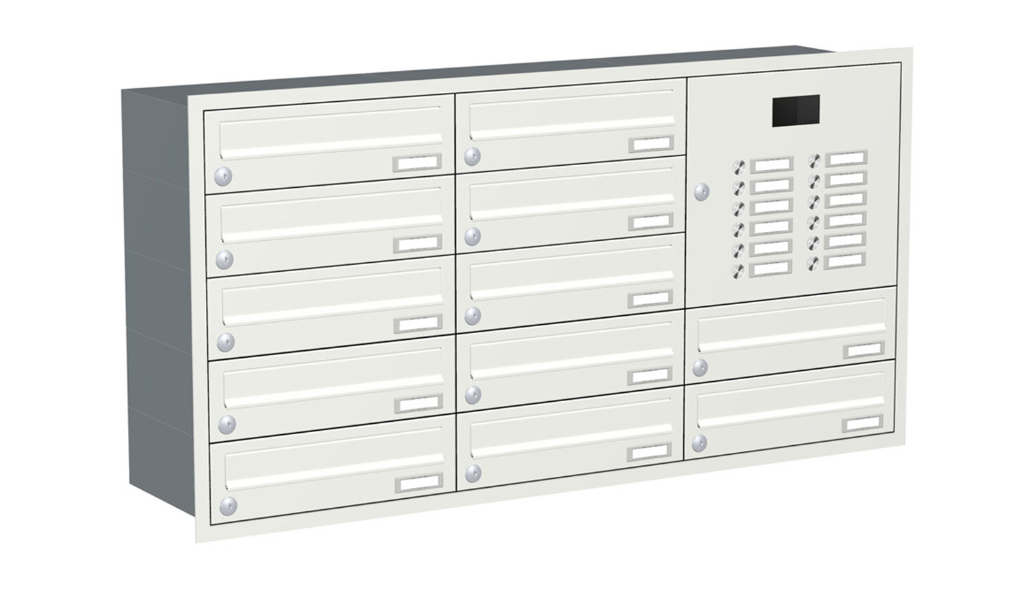 Briefkastenanlage | Unterputz | 12-fach | Waagerecht | Audio | Video | Farbe