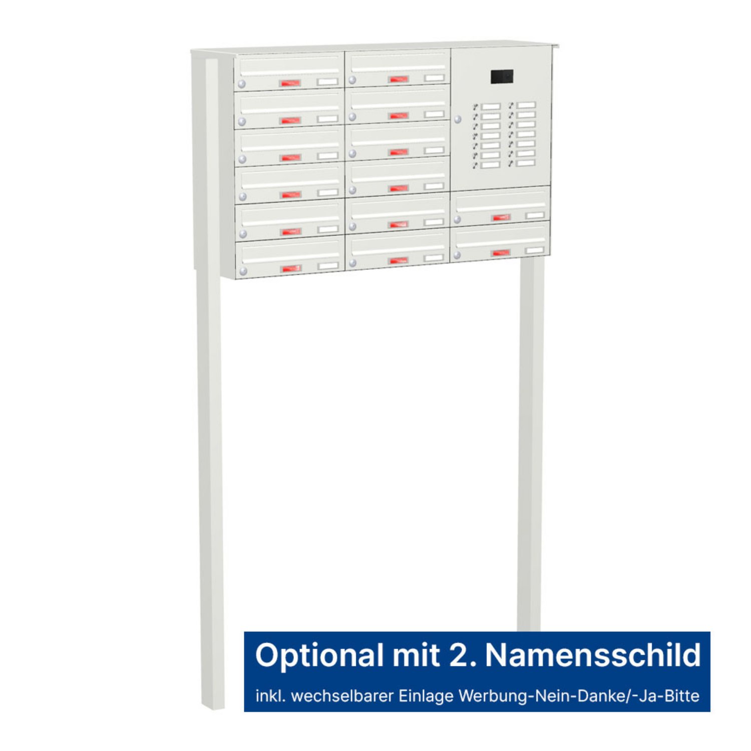 Briefkastenanlage | Freistehend | 14-fach | Waagerecht | Audio | Video | Farbe