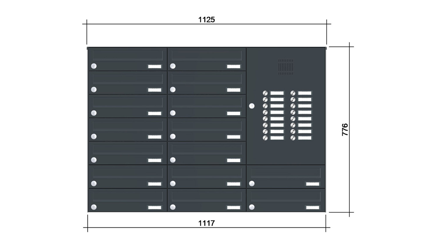 Briefkastenanlage | Aufputz | 16-fach | Waagerecht | Audio | Video | Farbe