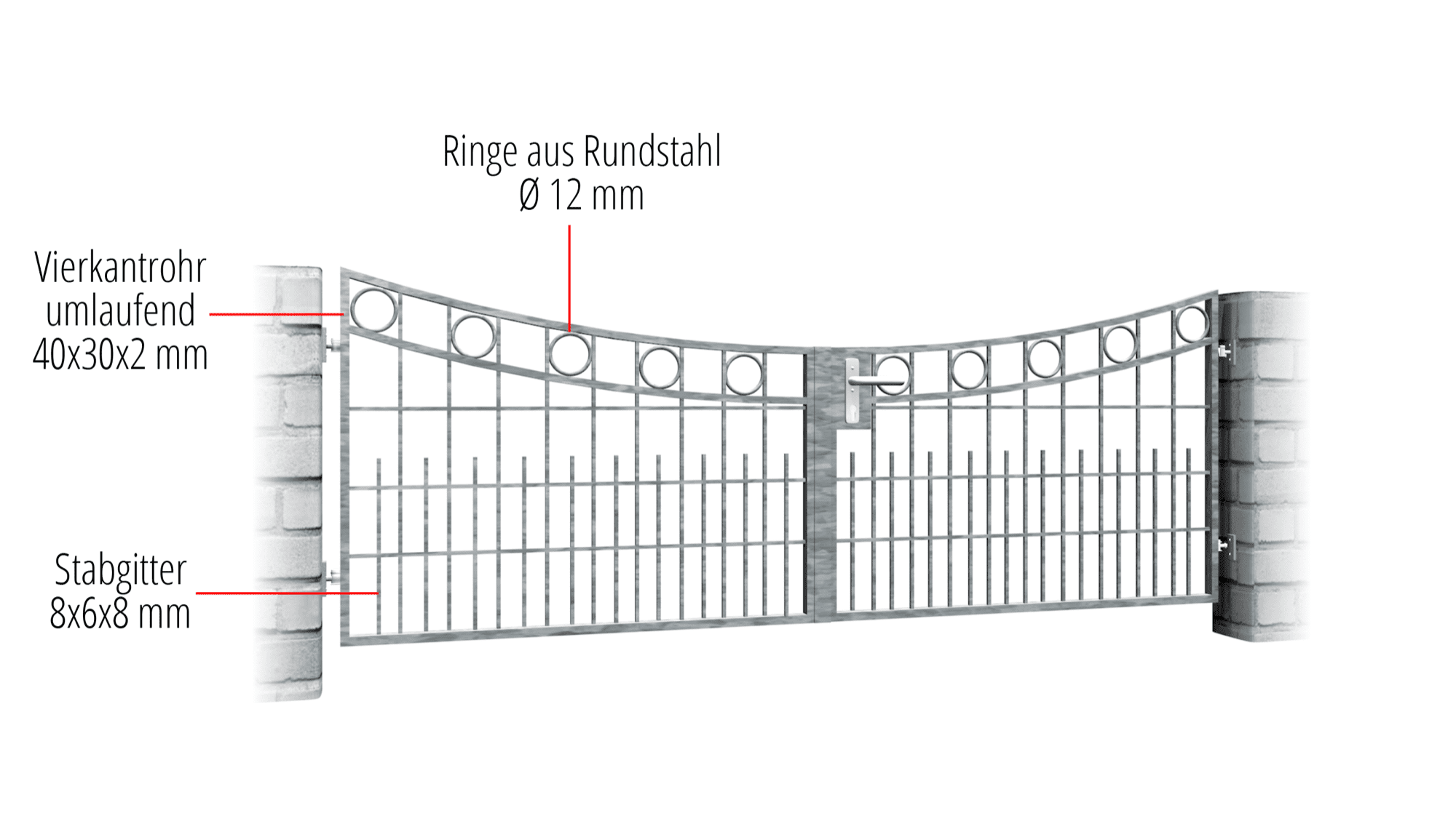 Verzinkt tuinpoort 2-vleugelig ringrij, UB