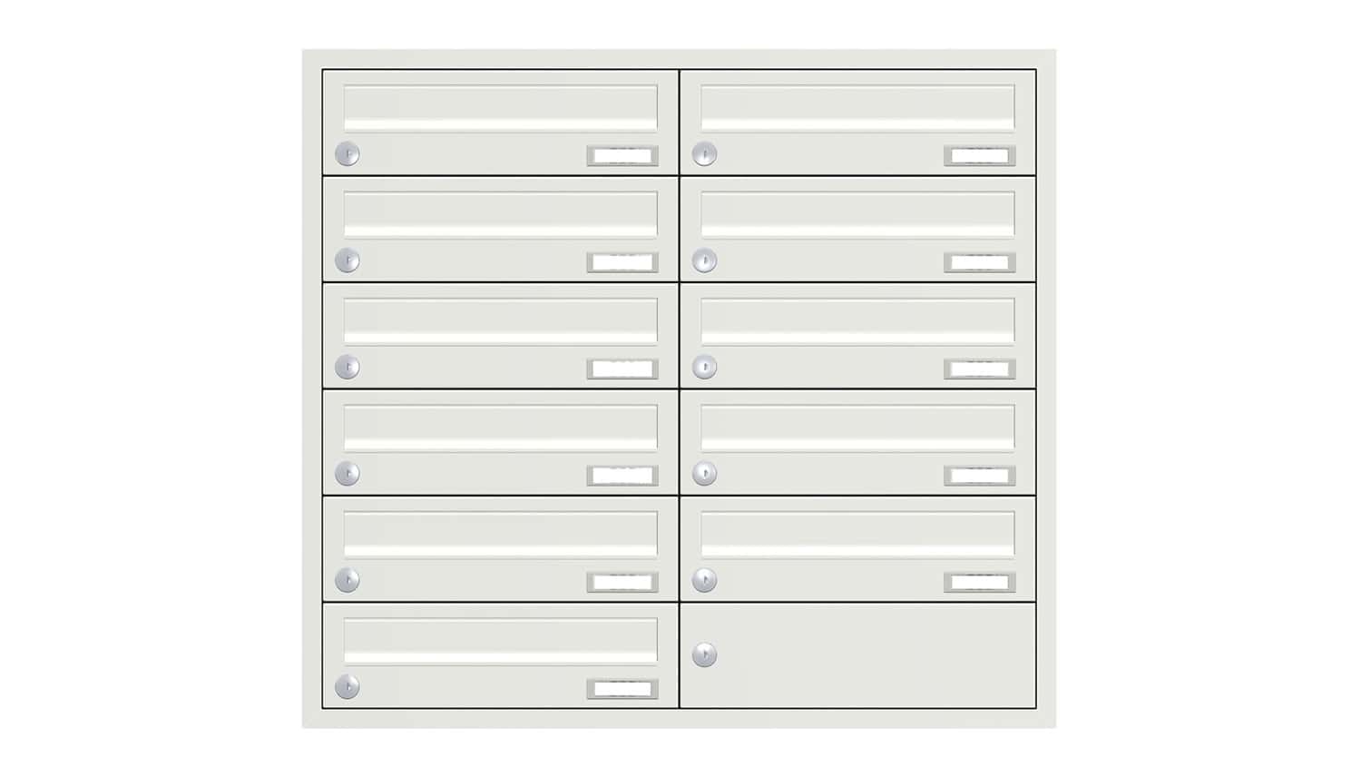 Briefkastenanlage | Unterputz | 11-fach | Waagerecht | Farbe