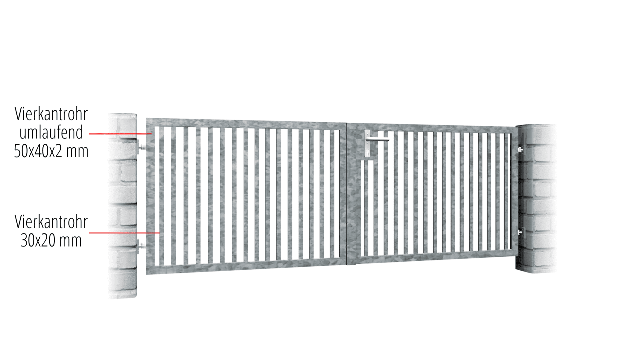 Tuinpoort Verzinkt 2-vleugelig massief, GE