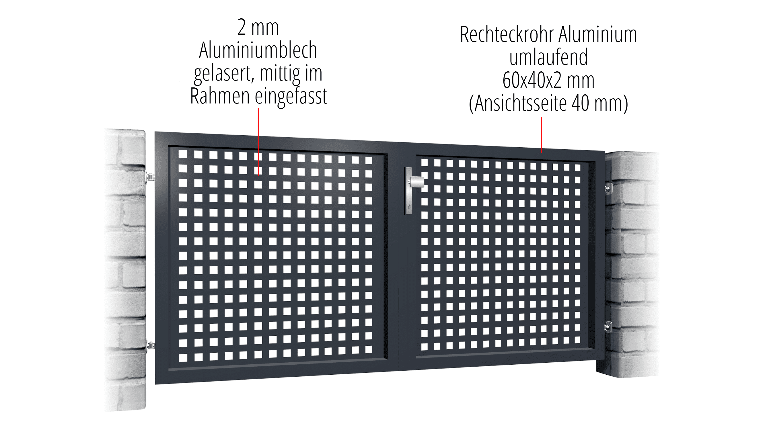 Tuinpoort aluminium 2-vleugelig laser gesneden ontwerp QL