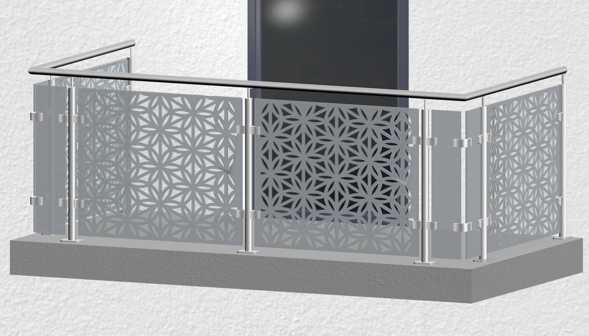 Balkonhek roestvrij staal ontwerp glas BT MO