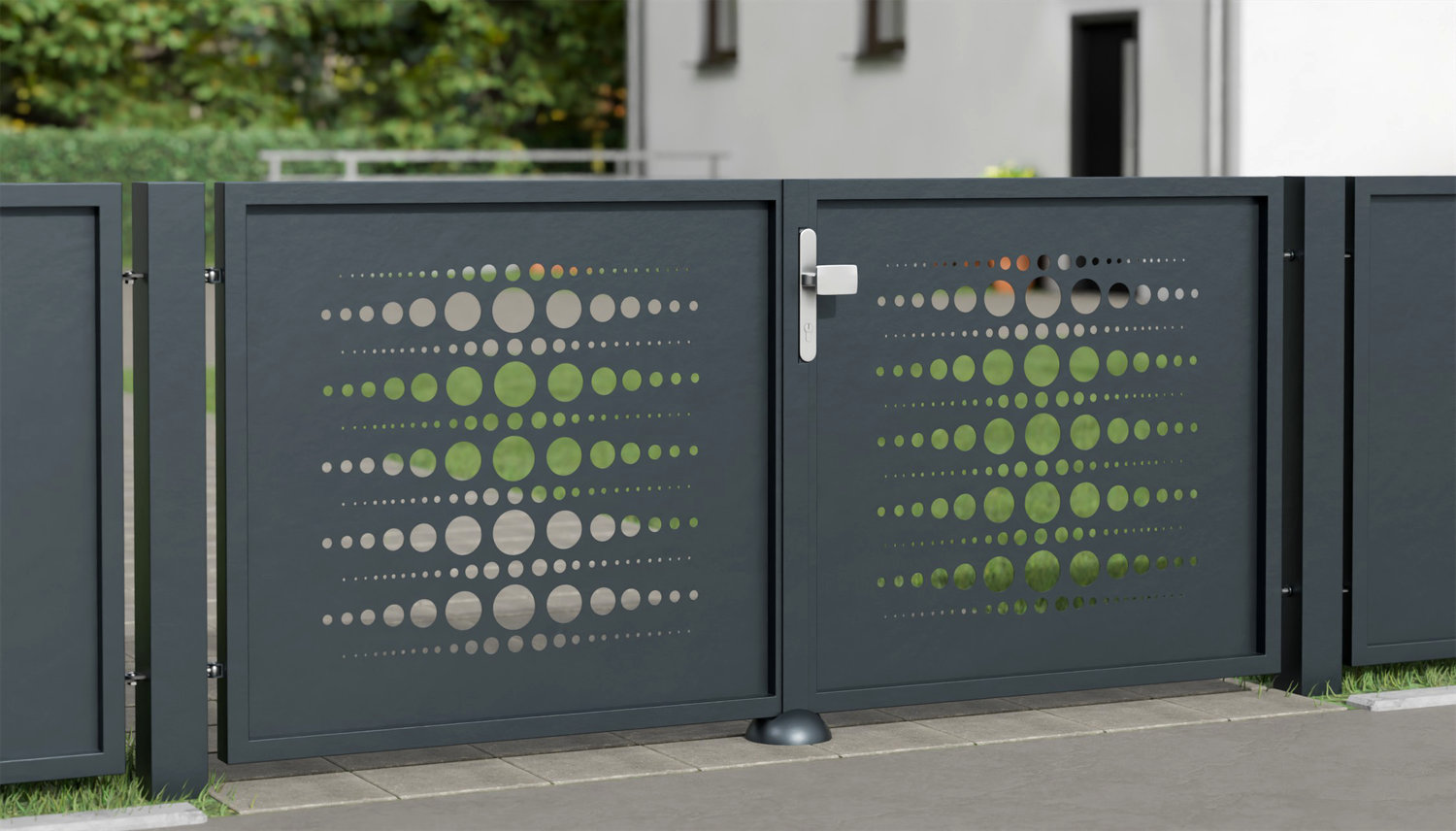 Tuinpoort aluminium 2-vleugelig lasergesneden ontwerp PE 2